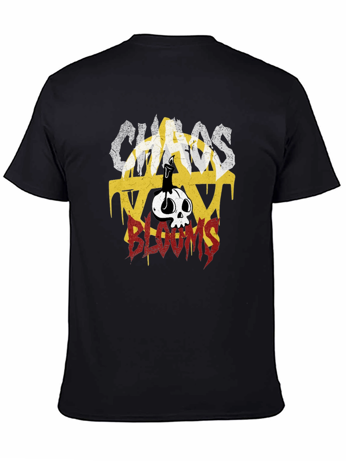Black Chaos Blooms Graphic Print T-Shirt - Black view 4