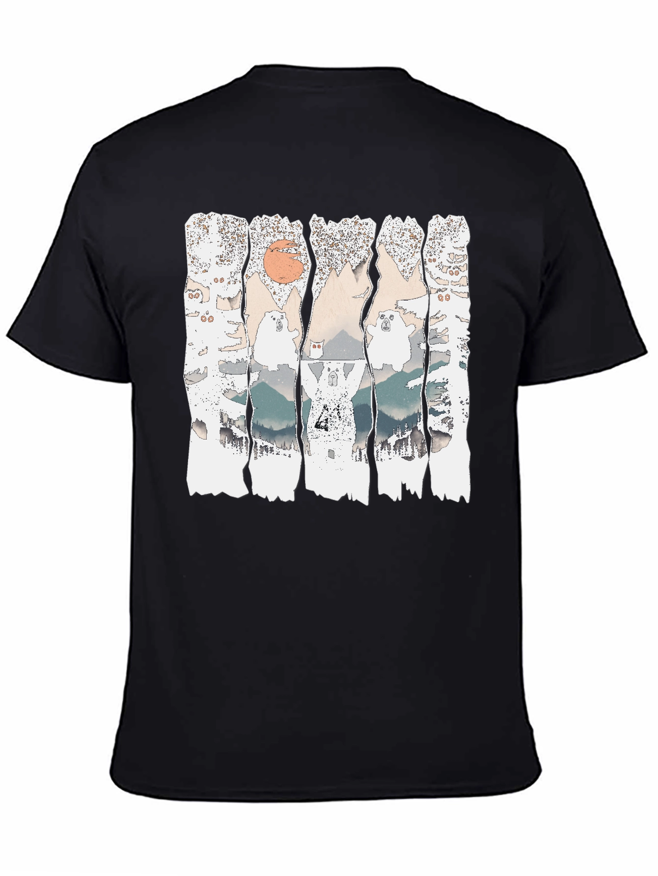 Black We Bare Bears Mountain T-Shirt view 4
