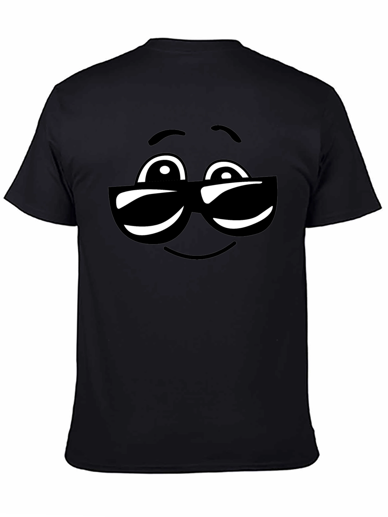 Black Cool Sunglasses Emoji Black Cotton T-Shirt view 4