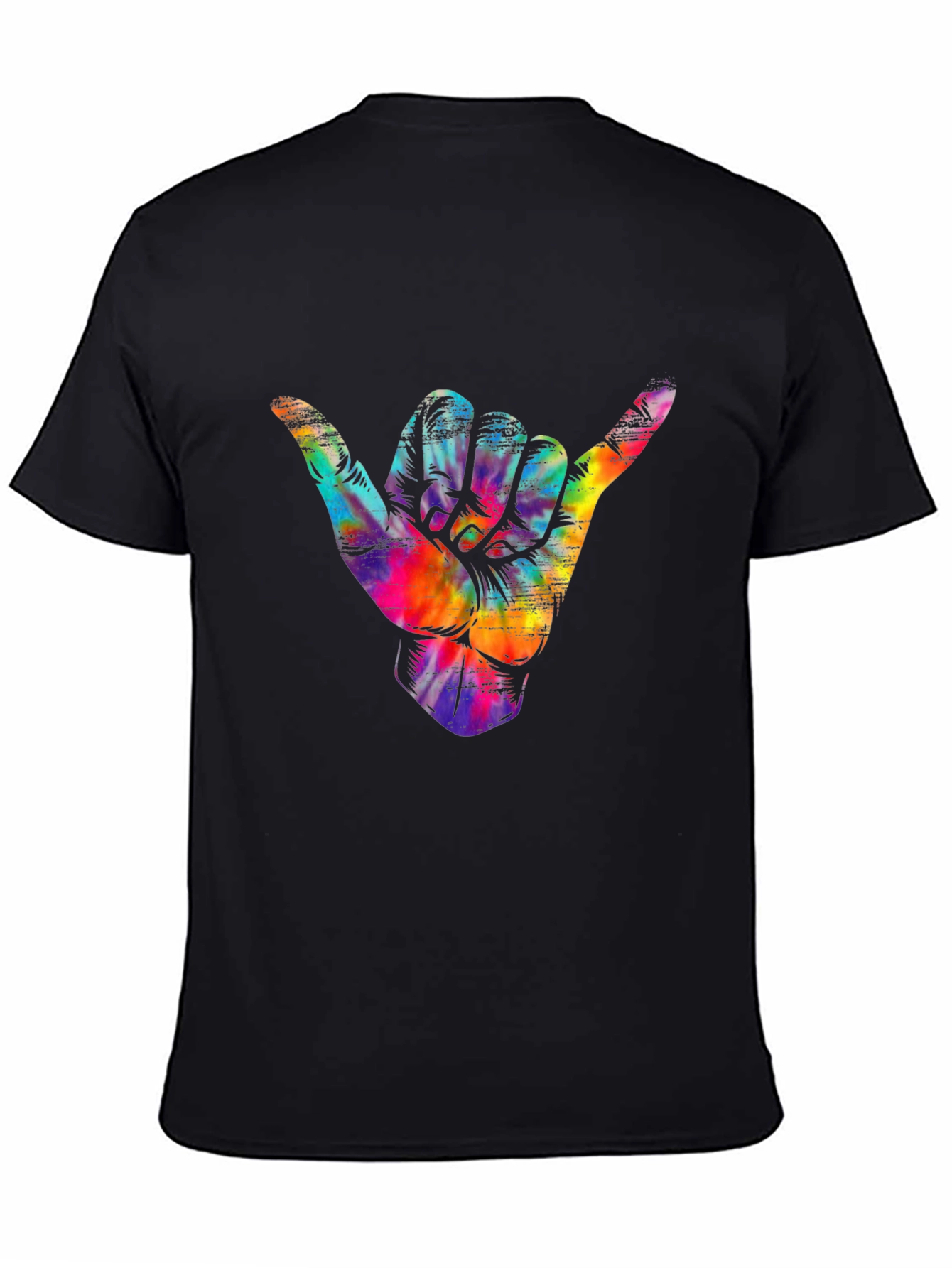 Black Shaka Hand Tie Dye T-Shirt - Hang Loose Tee view 4