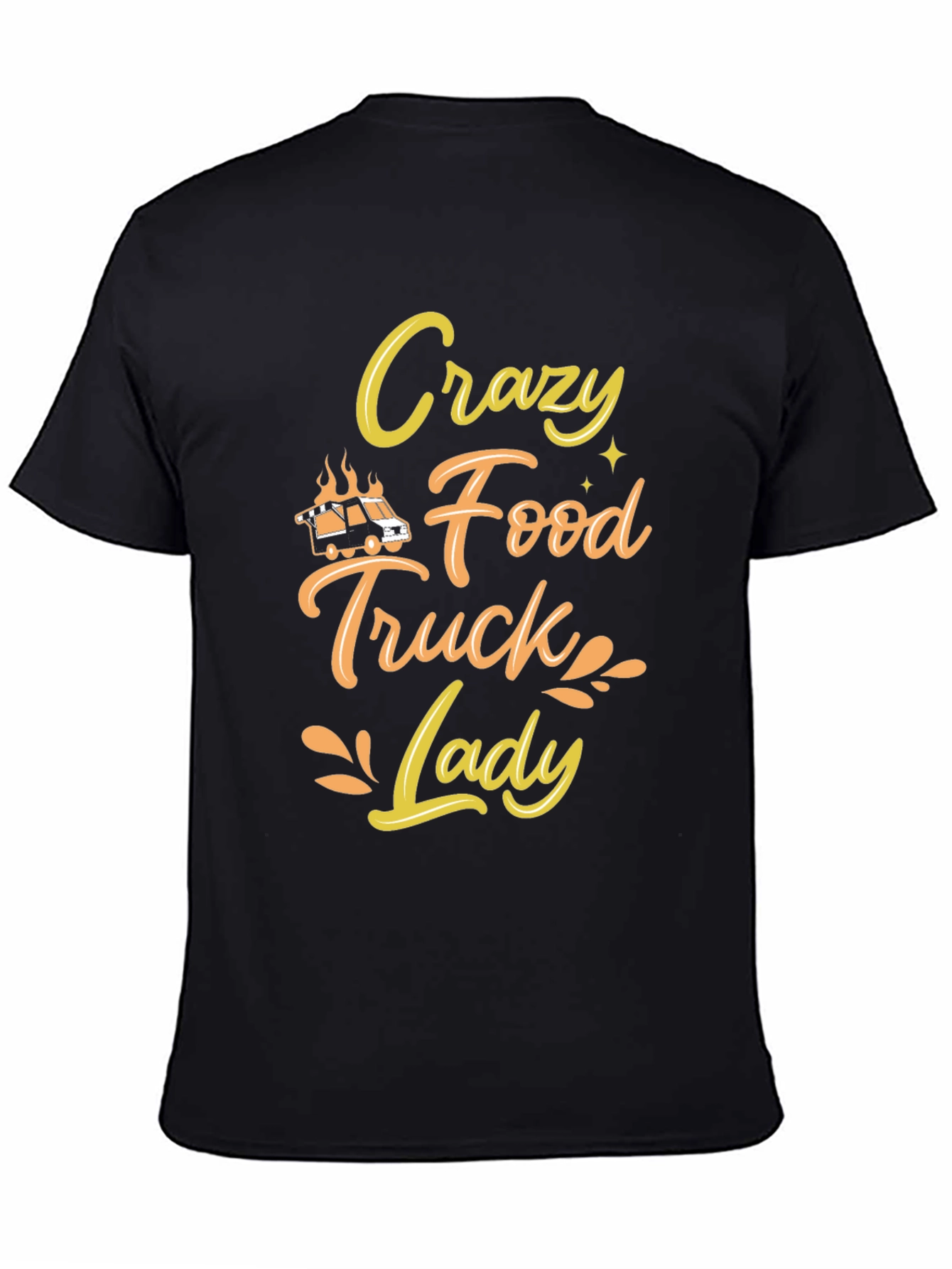 Black Crazy Food Truck Lady Black T-Shirt view 4