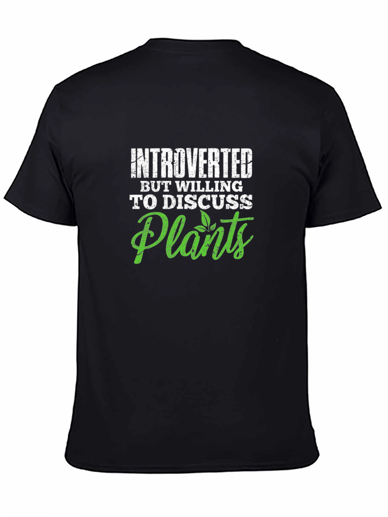 Black Introverted Plants Graphic Tee - Black Unisex T-Shirt view 4
