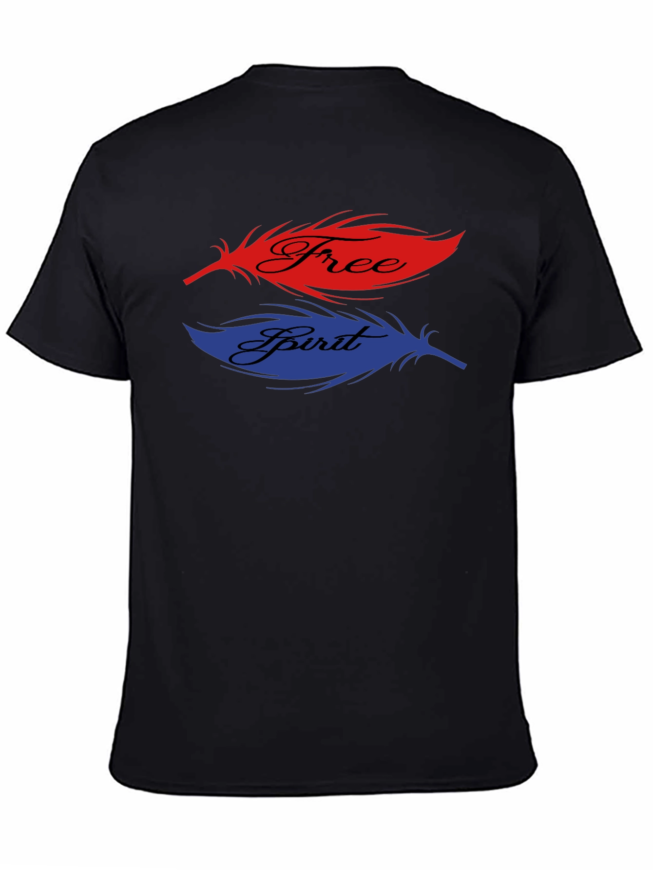 Black Free Spirit Feather Graphic T-Shirt view 4