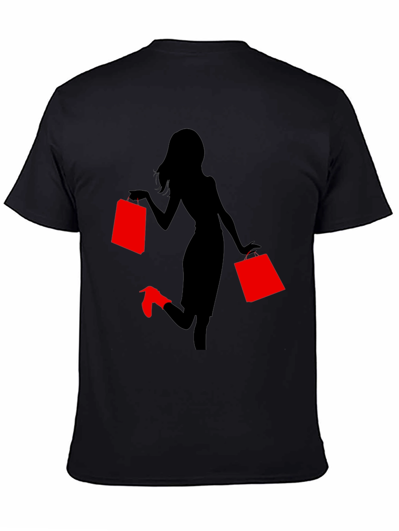 Black Stylish Woman Shopping Graphic Tee - Black view 4