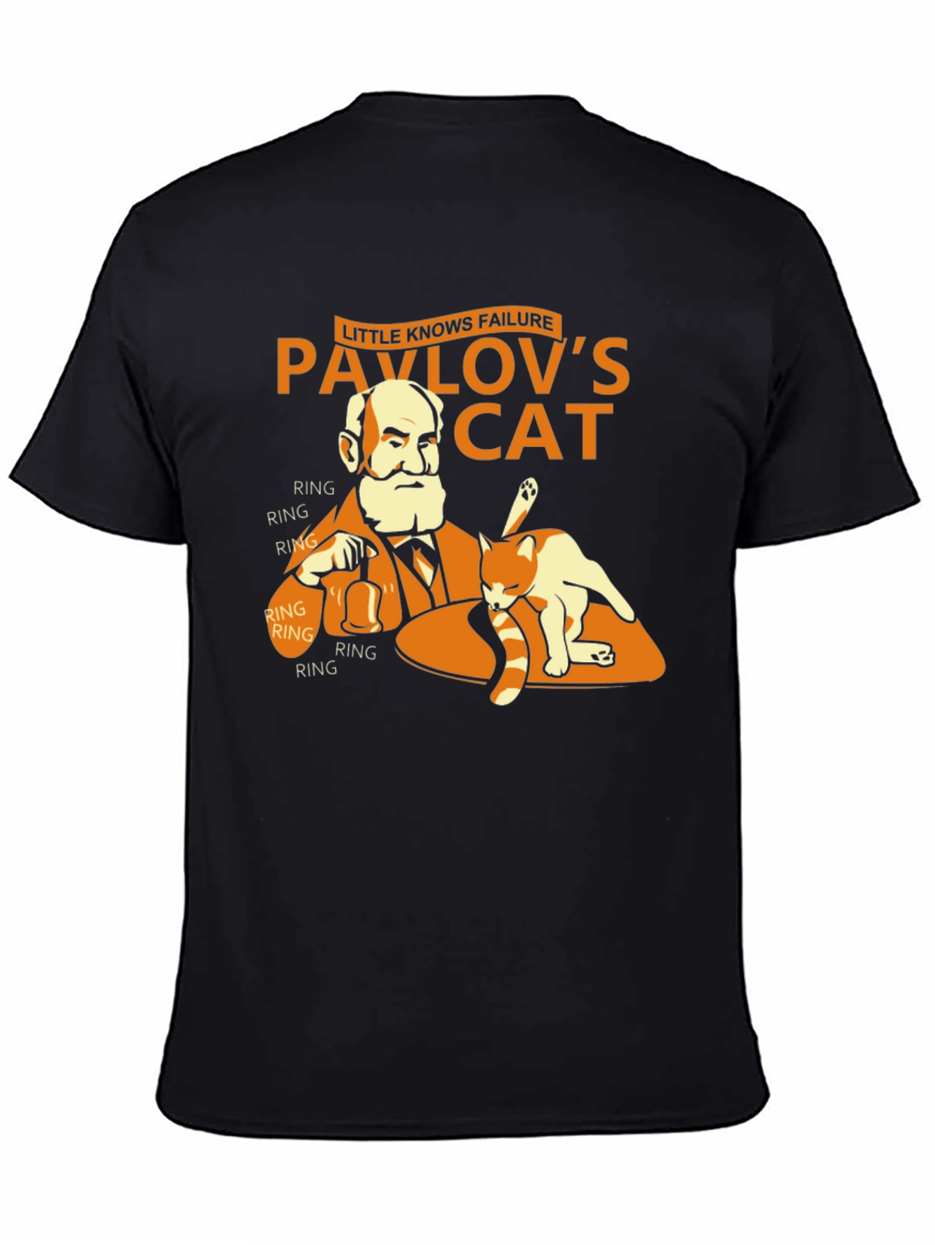 Black Pavlov's Cat T-Shirt - Funny Psychology Humor Tee view 4