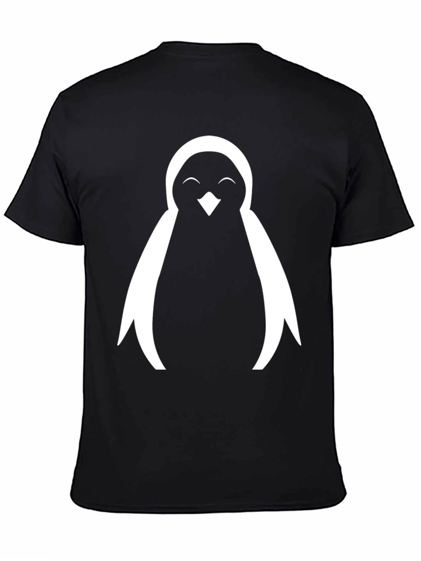 Black Cute Penguin Graphic Tee - Black Cotton Blend view 4