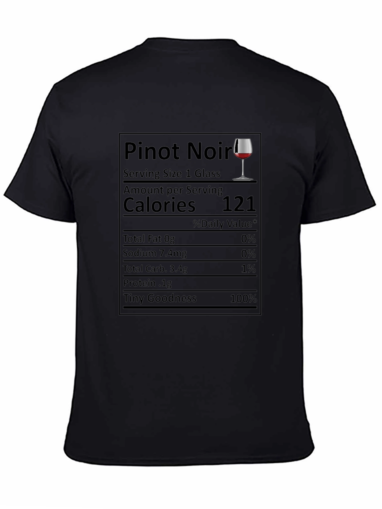 Black Pinot Noir Nutrition Facts Funny T-Shirt view 4