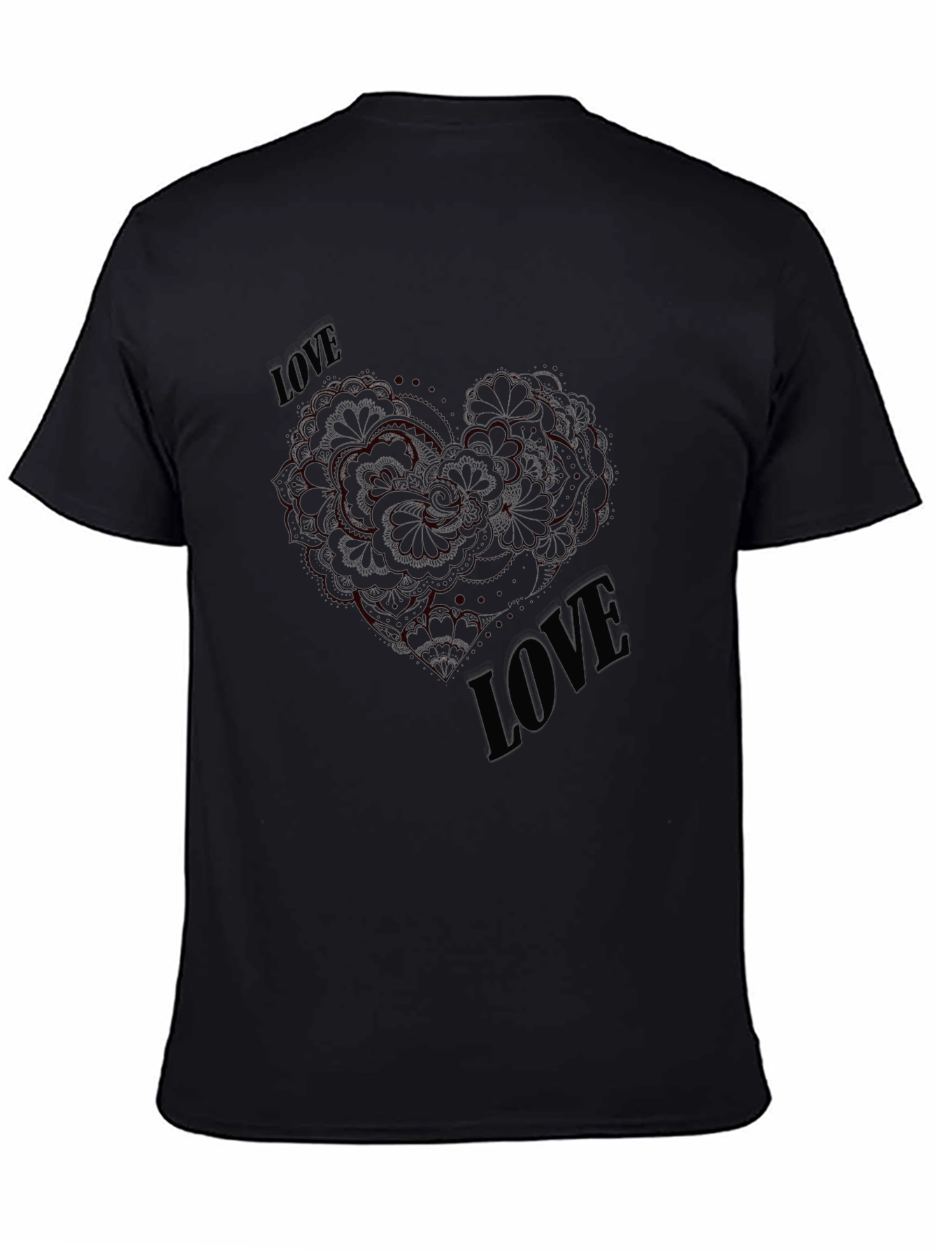 Black Love Heart Graphic Tee - Stylish Black T-Shirt view 4