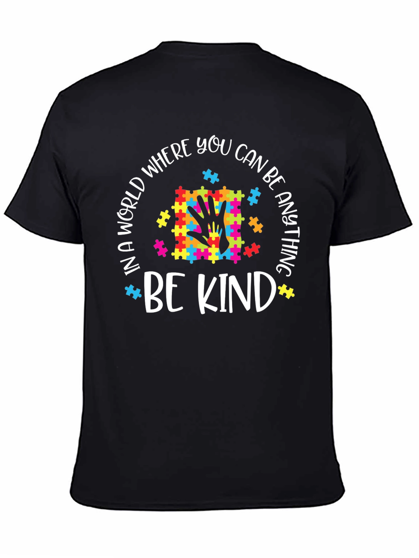 Black Be Kind Autism Awareness T-Shirt view 4
