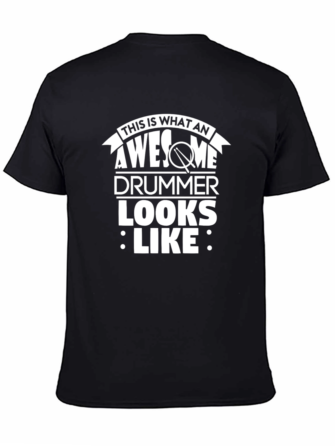 Black Awesome Drummer T-Shirt - Black view 4