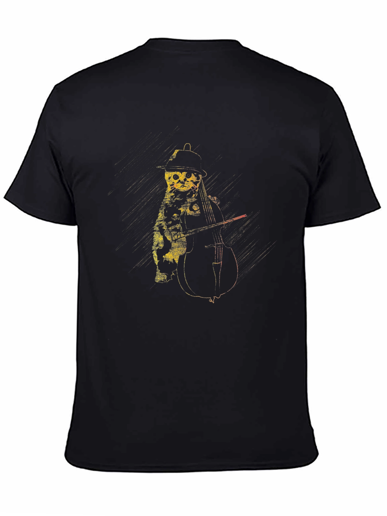 Black Cat Playing Cello Graphic T-Shirt view 4