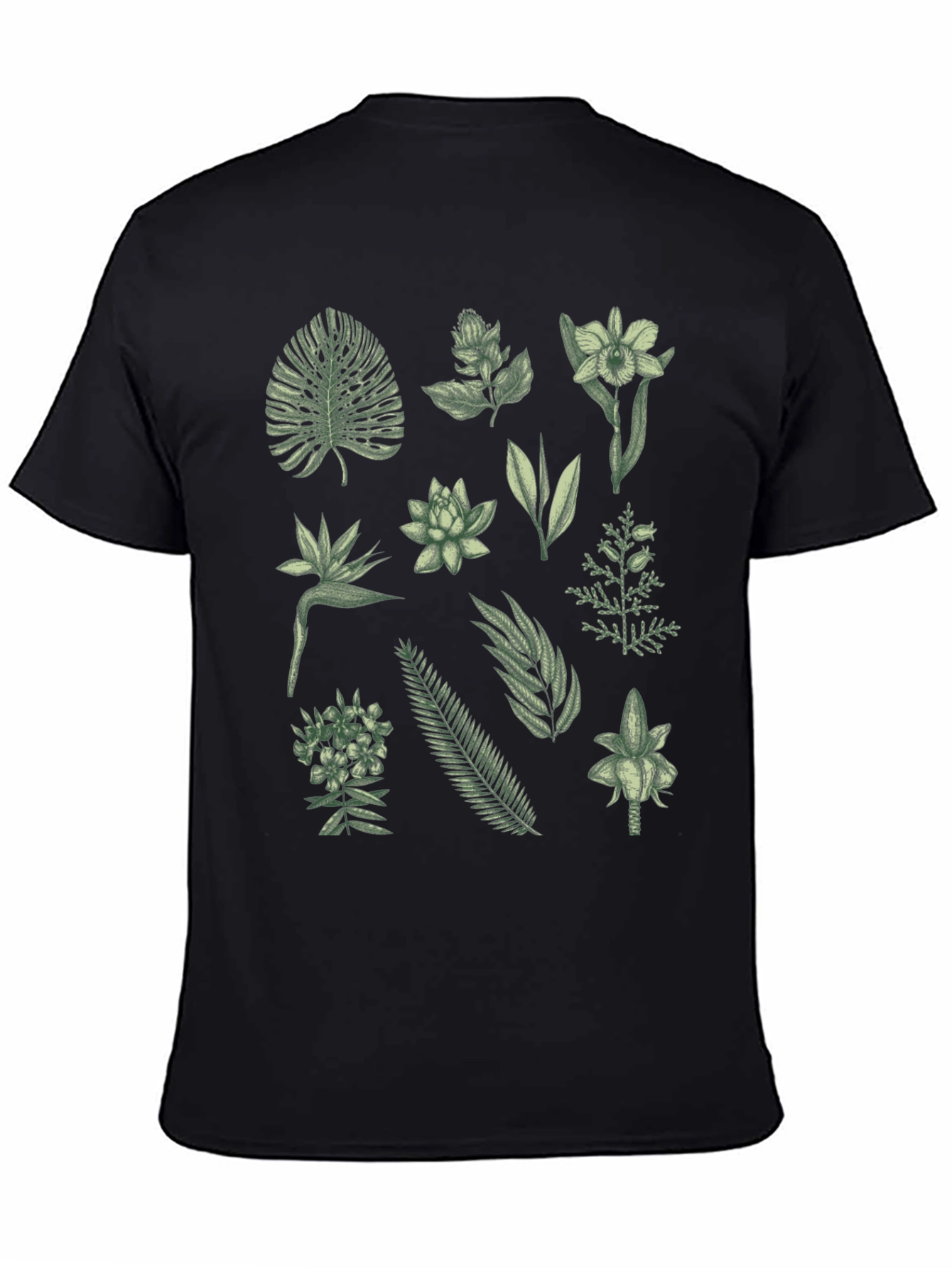 Black Botanical Print Black T-Shirt view 4