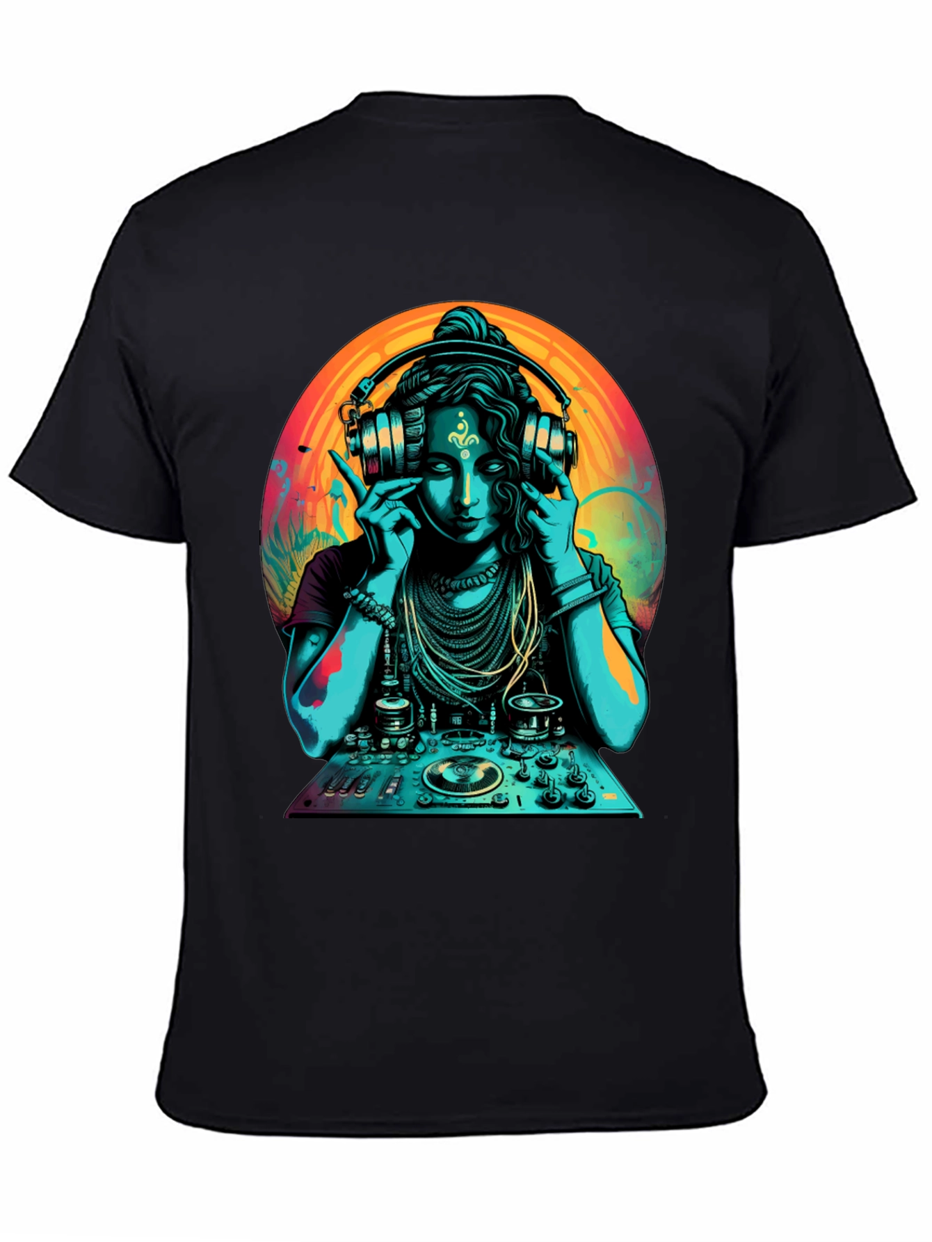 Black DJ Shiva T-Shirt - Black Cotton Graphic Tee view 4
