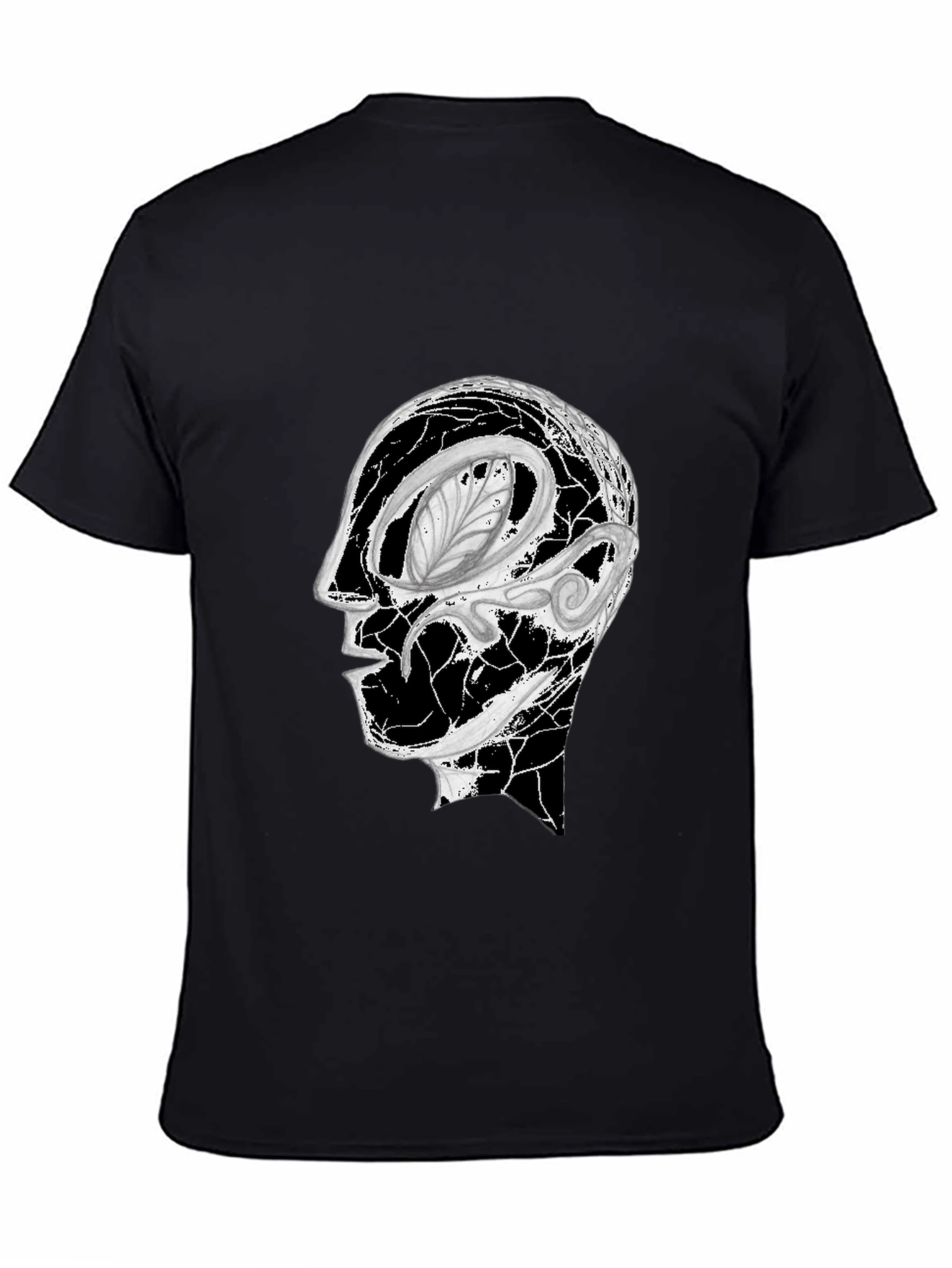 Black Abstract Head Graphic Black Tee view 4