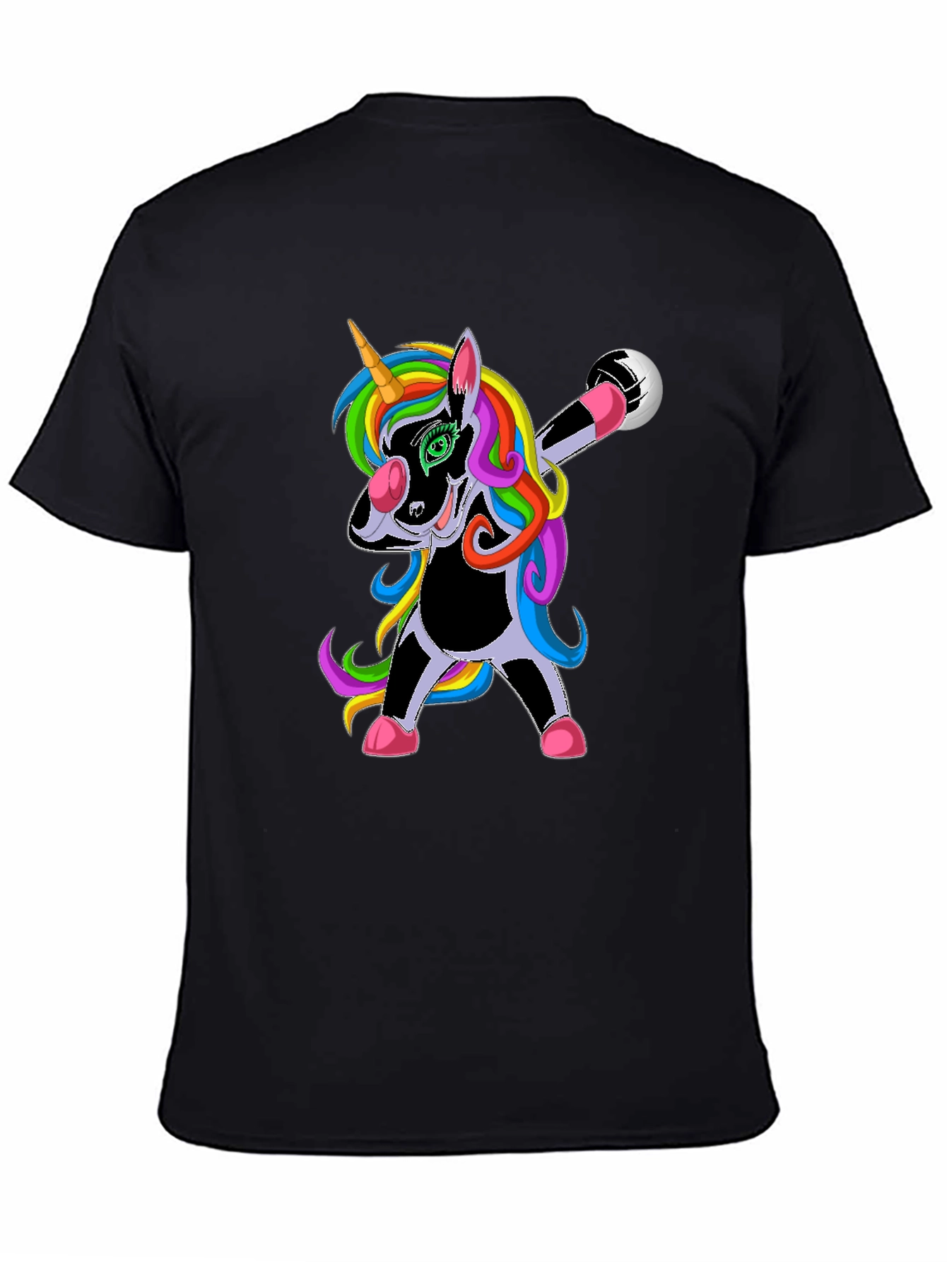 Black Dabbing Unicorn Soccer T-Shirt view 4