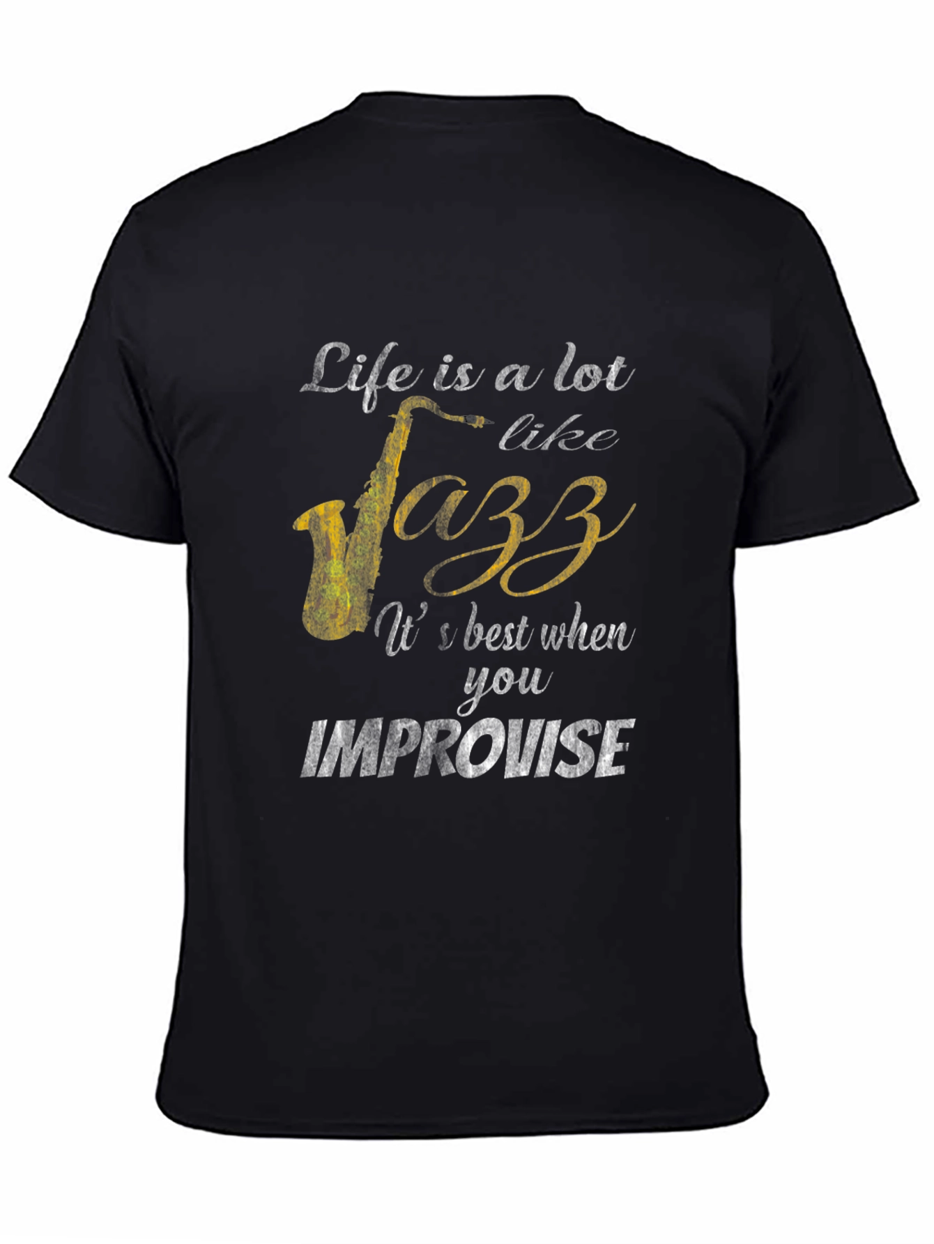 Black Life is Jazz Improvisation Graphic T-Shirt view 4