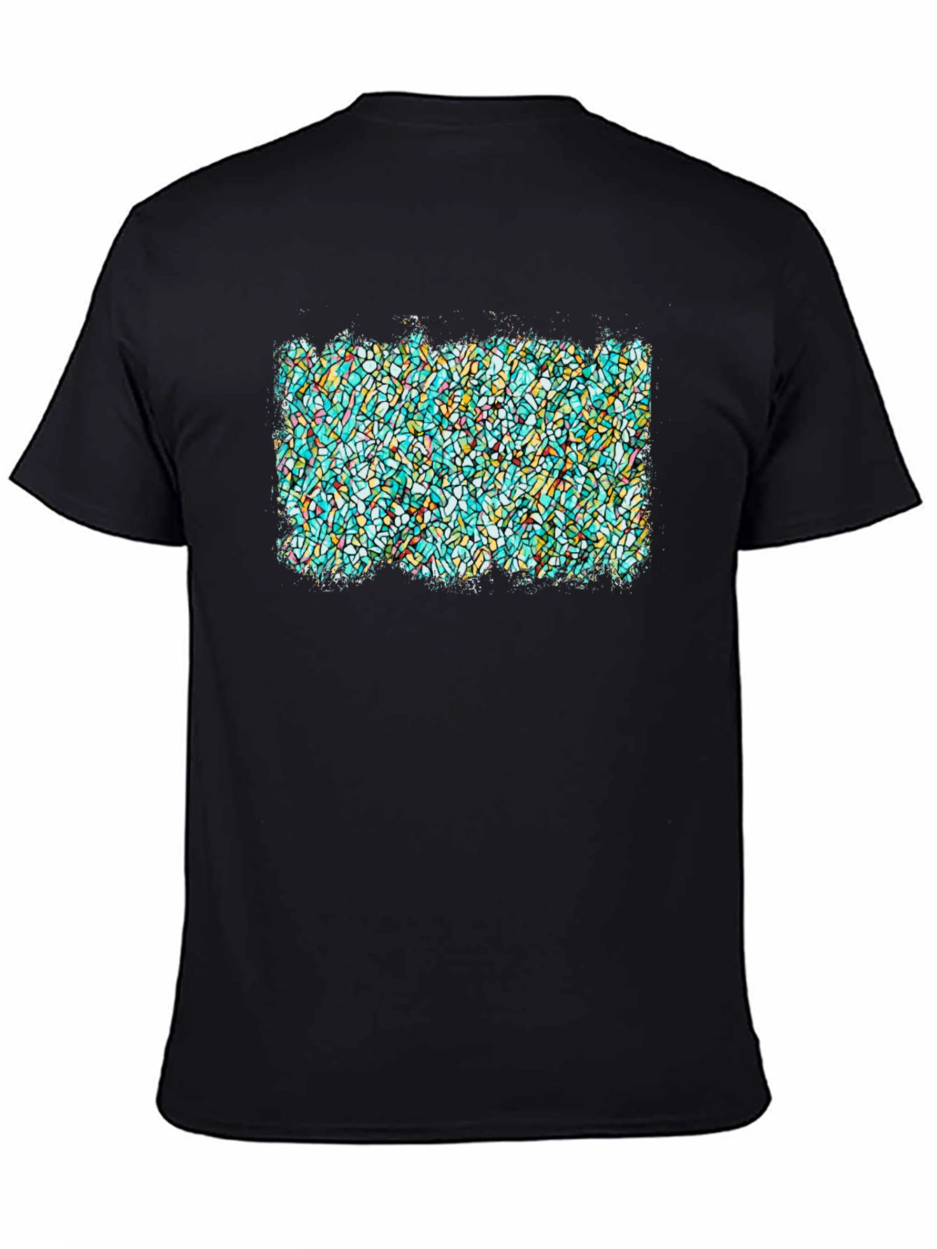 Black Abstract Stained Glass Graphic Tee - Soft Black T-Shirt view 4