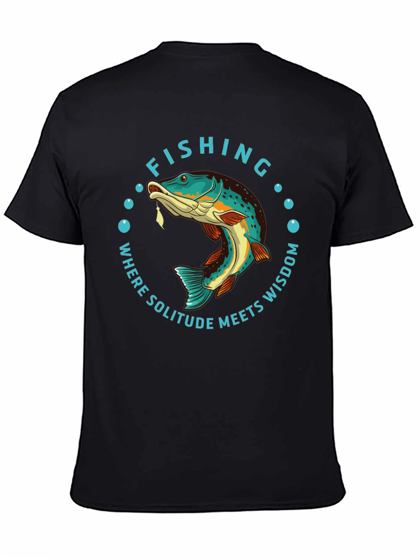 Black Fishing Solitude Wisdom Graphic Tee view 4