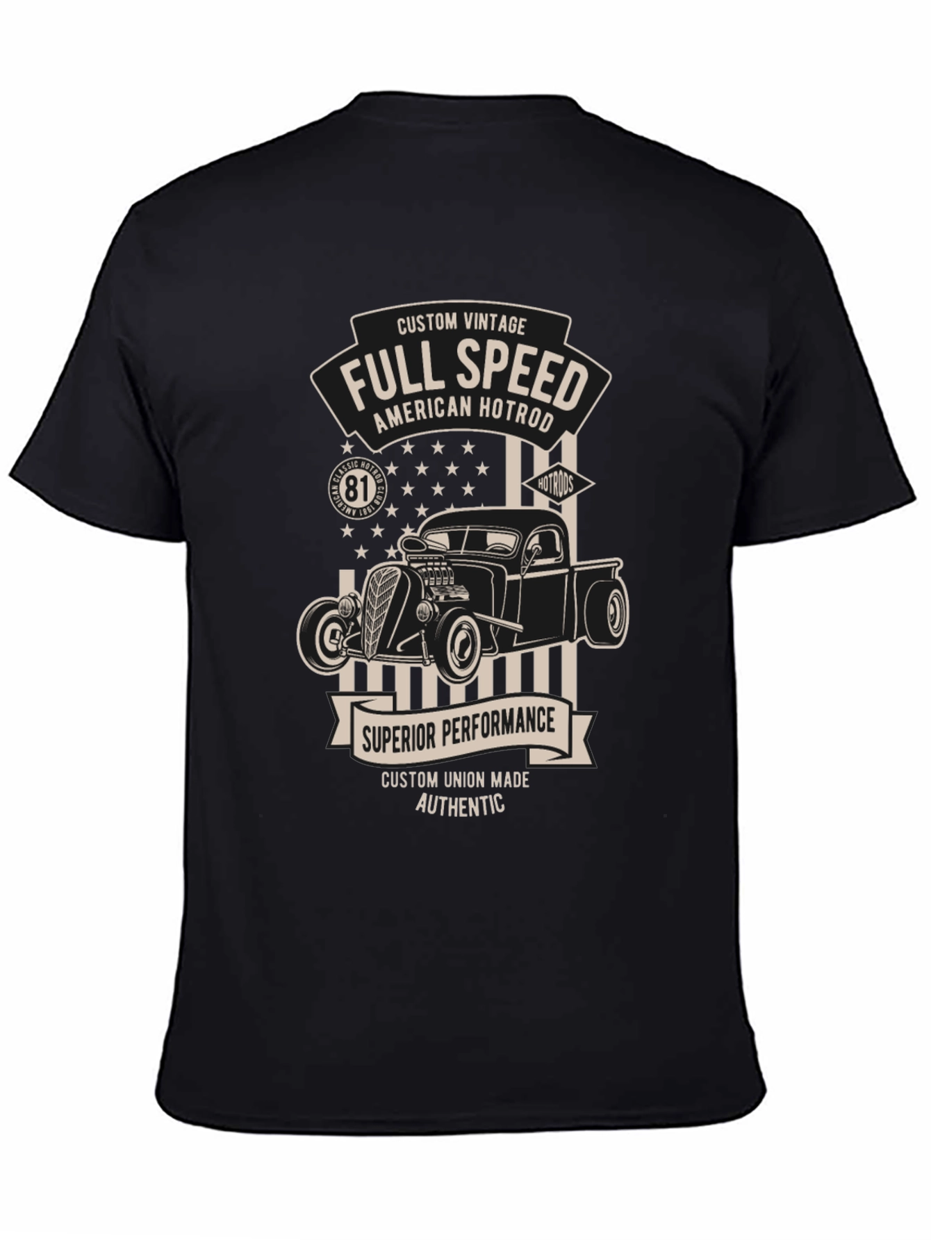 Black Full Speed American Hotrod Black Graphic T-Shirt view 4
