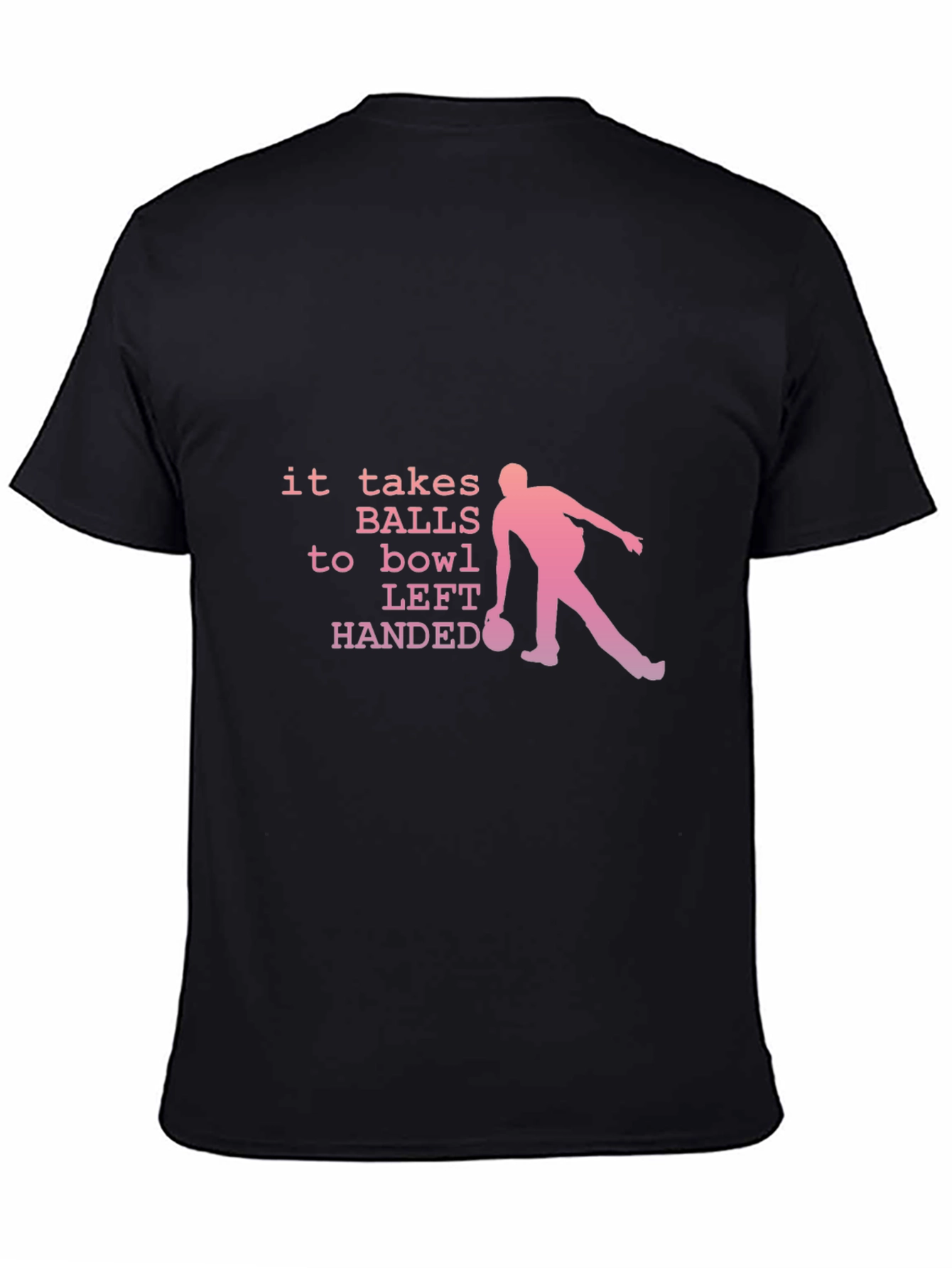 Black Funny Bowling T-Shirt - Left Handed Bowler Tee view 4