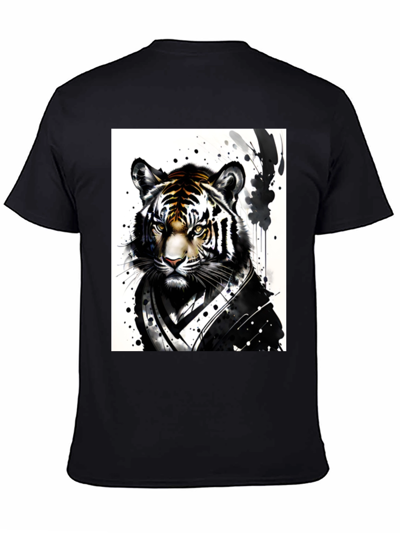 Black Tiger Warrior Graphic Tee - Black Cotton Blend view 4