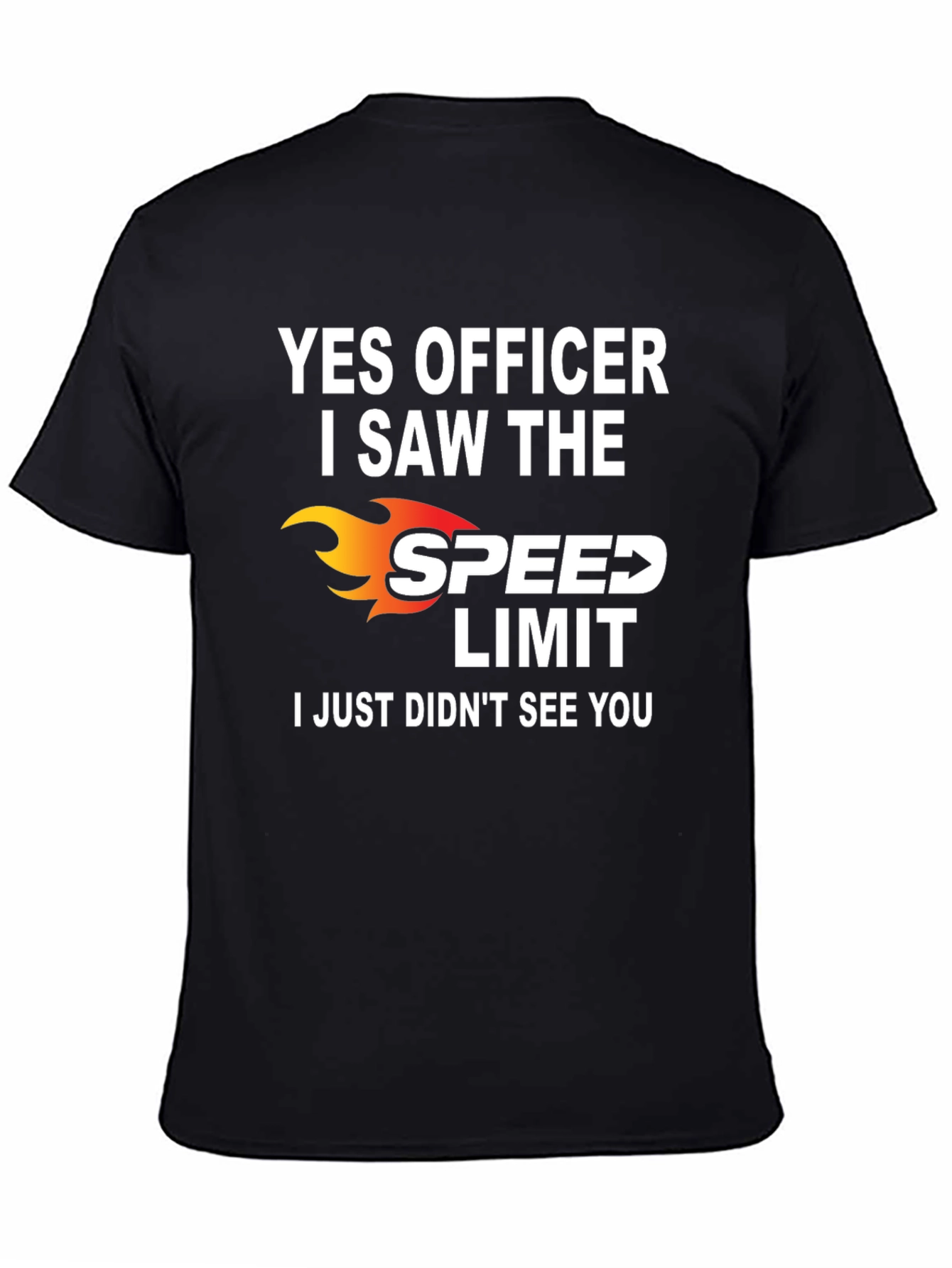 Black Funny Speed Limit T-Shirt - Yes Officer view 4