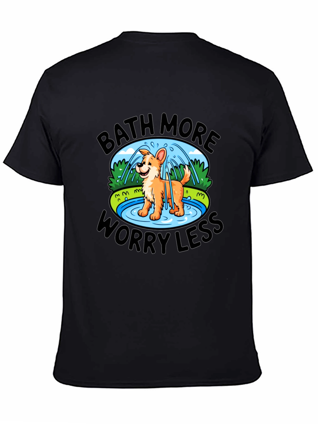 Black Bath More Worry Less Dog T-Shirt view 4