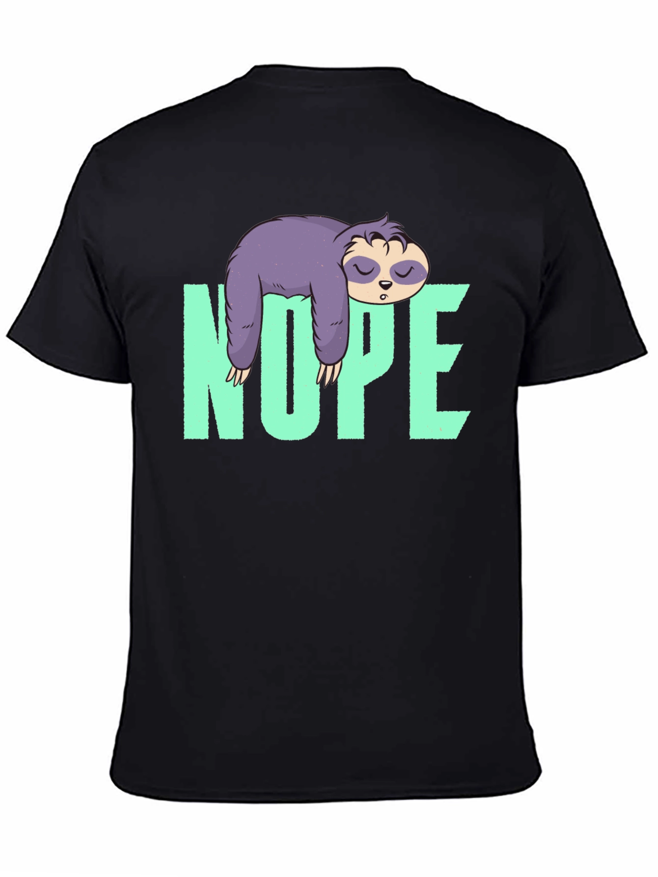 Black Nope Sloth Graphic Tee - Relaxed & Fun view 4