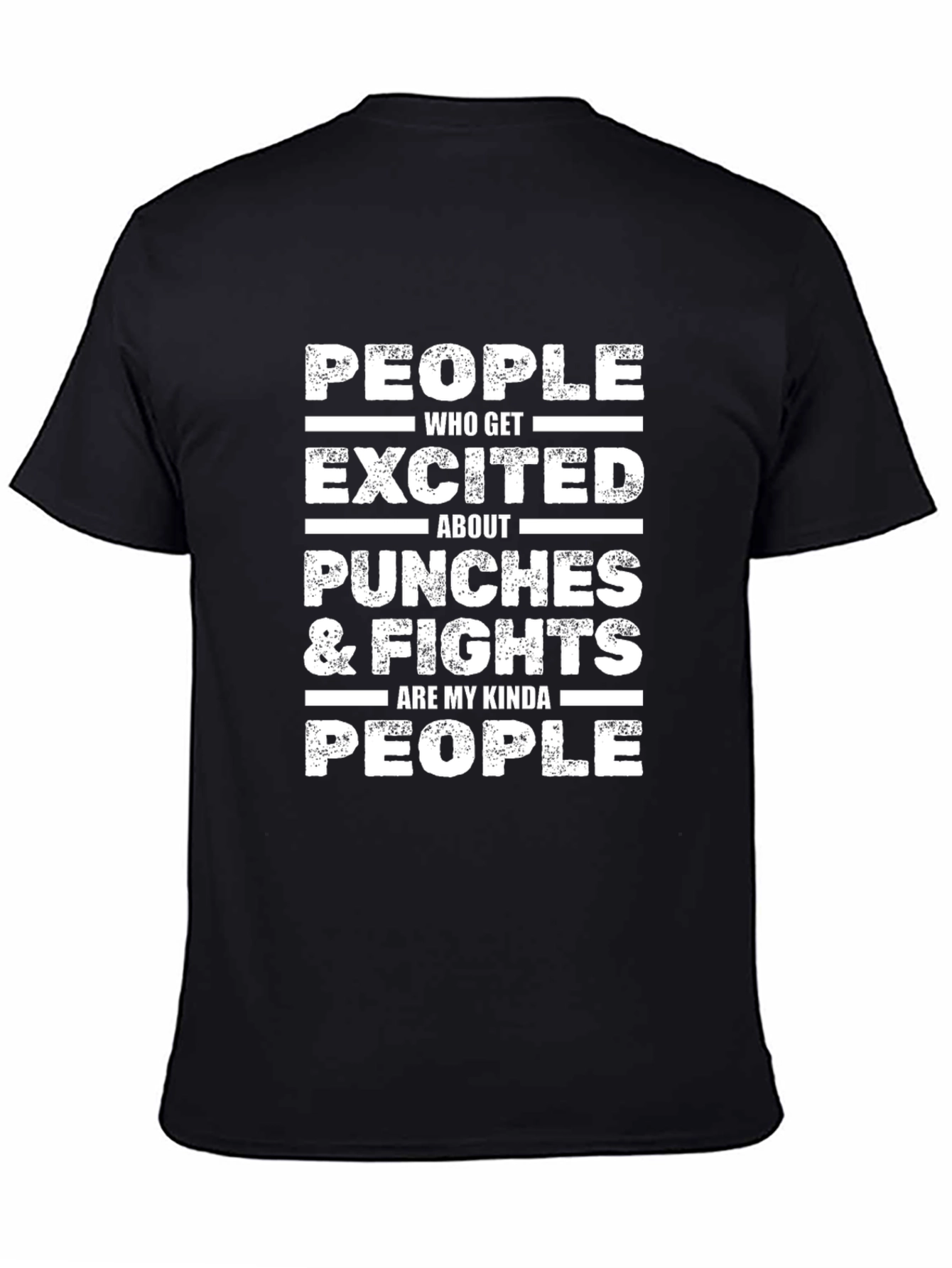 Black Funny Punches & Fights People T-Shirt view 4