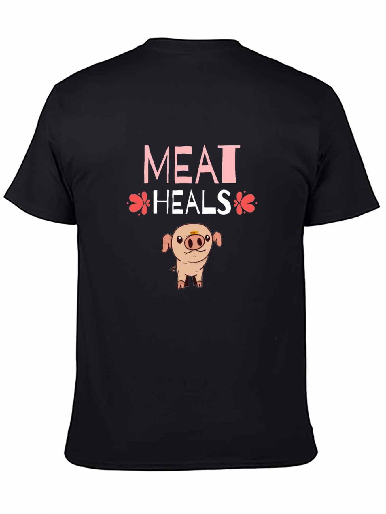 Black Meat Heals T-Shirt - Novelty Pig Design view 4
