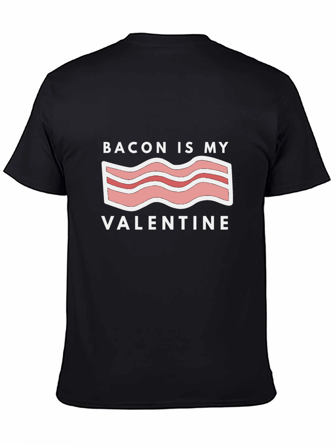 Black Bacon is My Valentine Graphic T-Shirt - Black view 4
