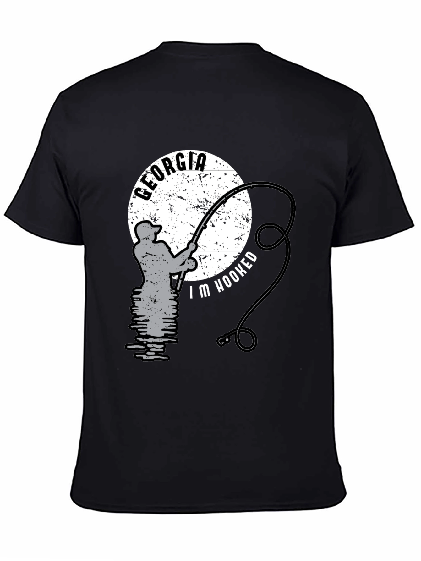 Black Georgia Fishing T-Shirt - "I'm Hooked" Black Tee view 4