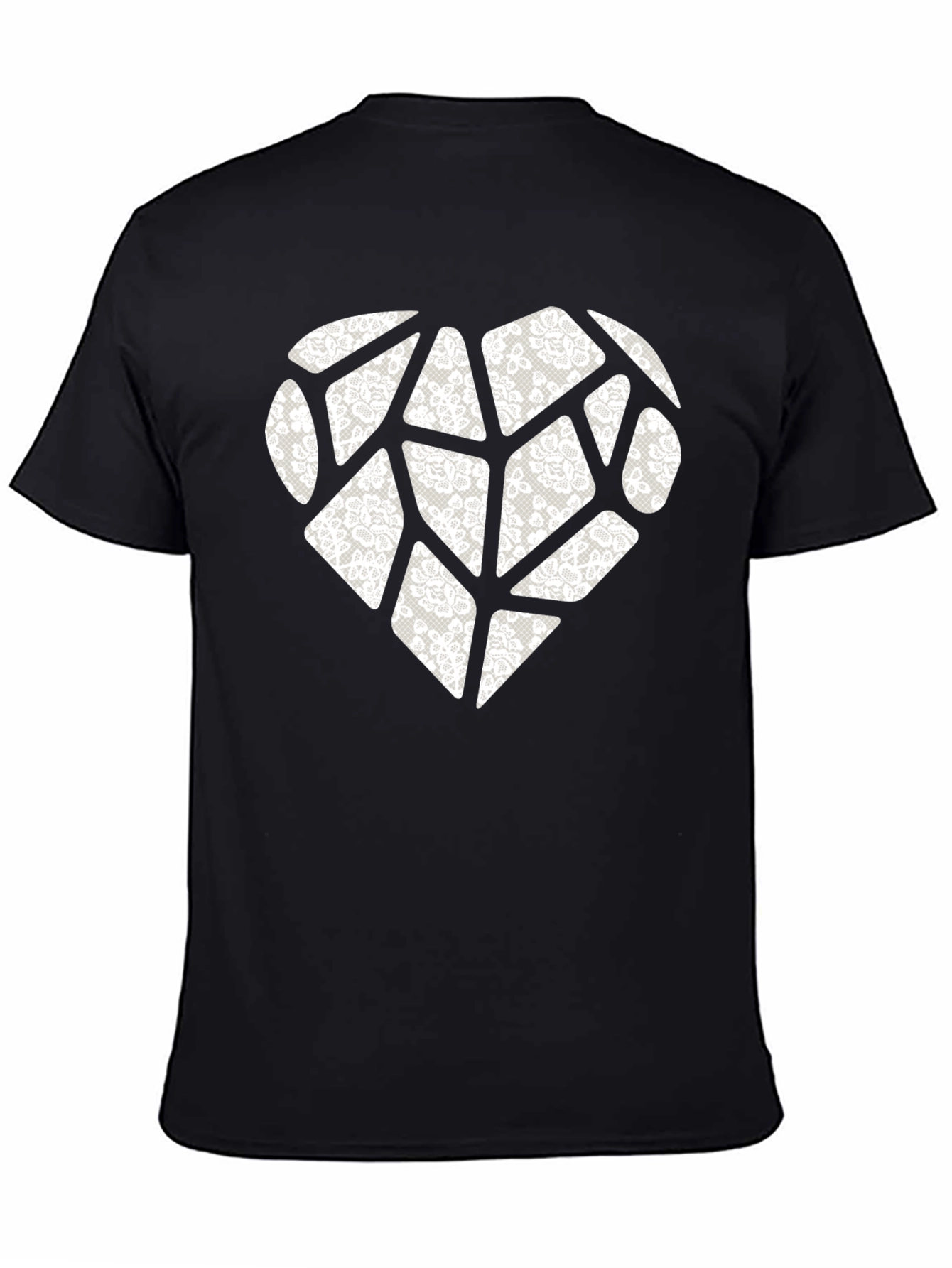 Black Heart Lace Patchwork Graphic Tee view 4