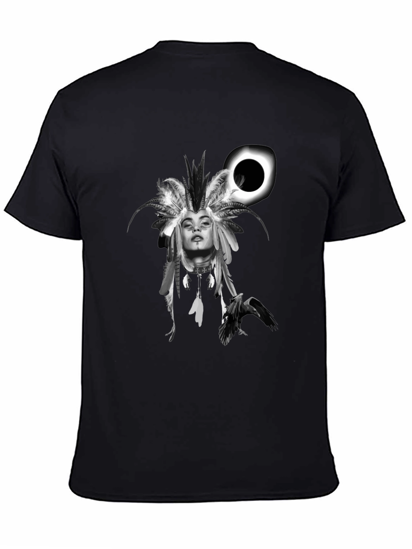 Black Native Headdress Black Graphic Tee view 4