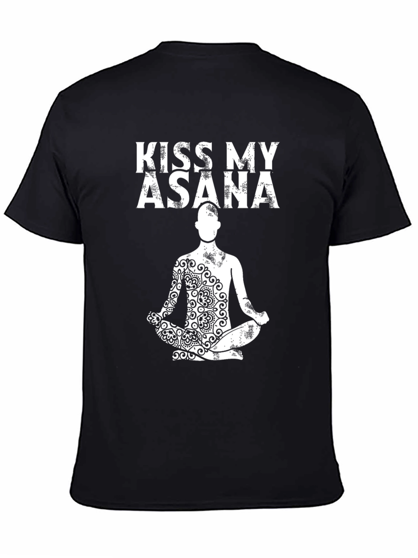 Black Kiss My Asana Yoga T-Shirt - Zen Meditation Apparel view 4