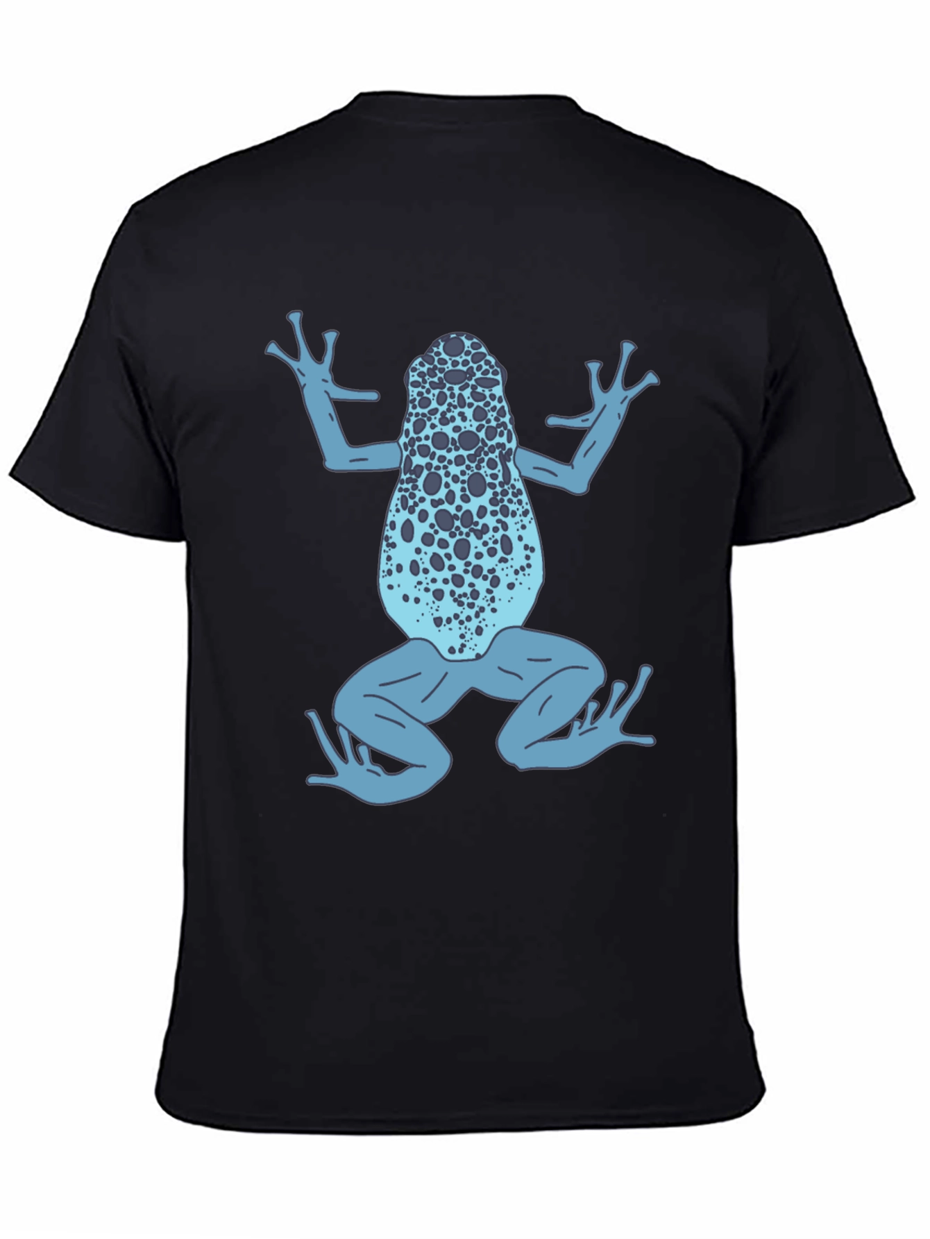 Black Blue Frog Graphic T-Shirt - Black Cotton Tee view 4