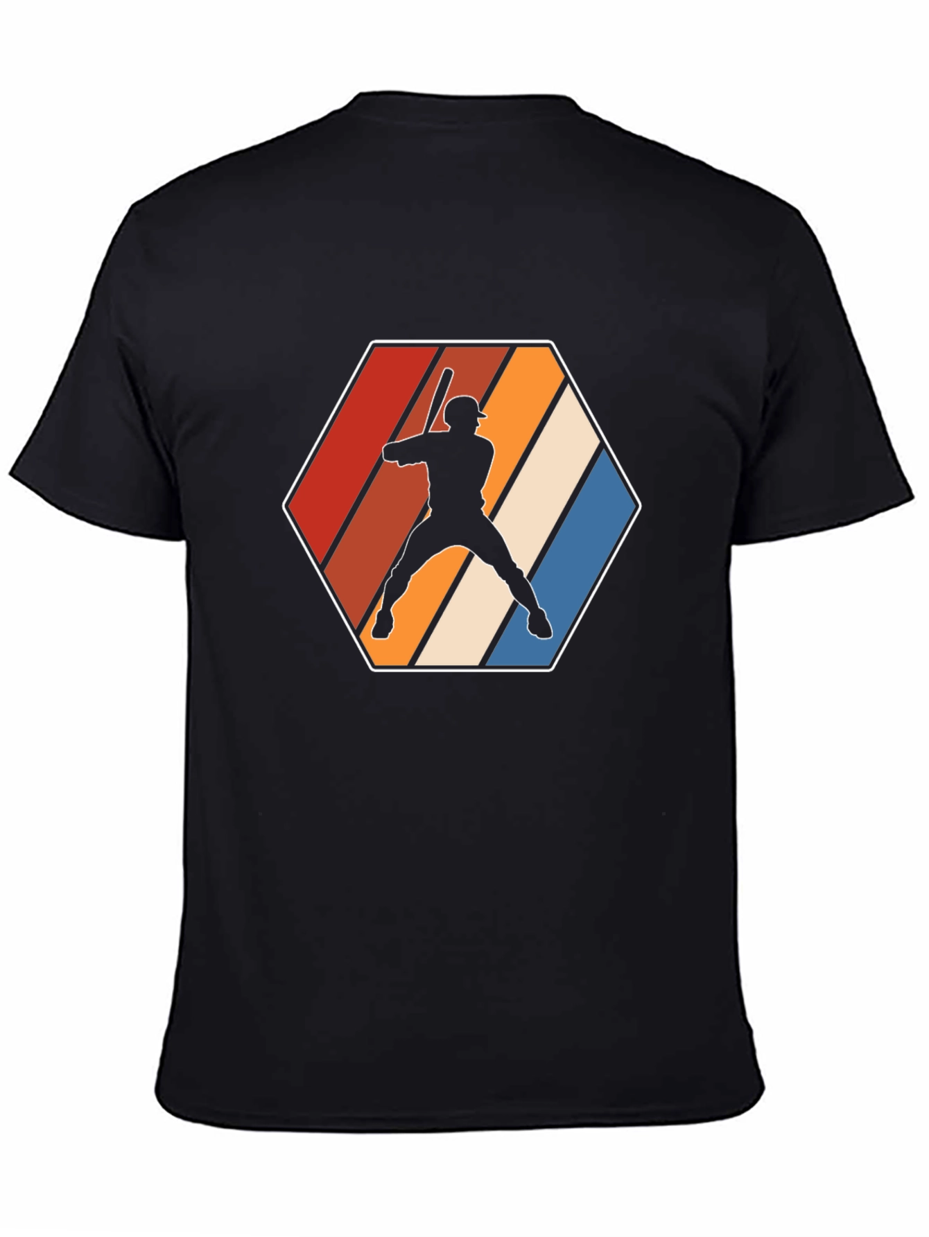 Black Retro Baseball Player Graphic Tee - Black view 4