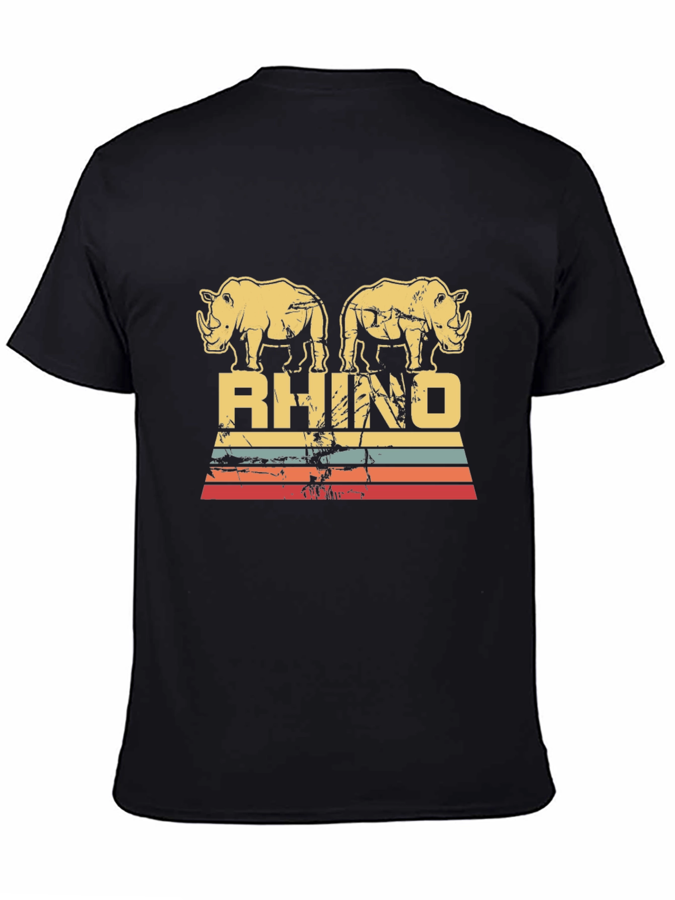 Black Vintage Rhino Graphic Tee - Black view 4