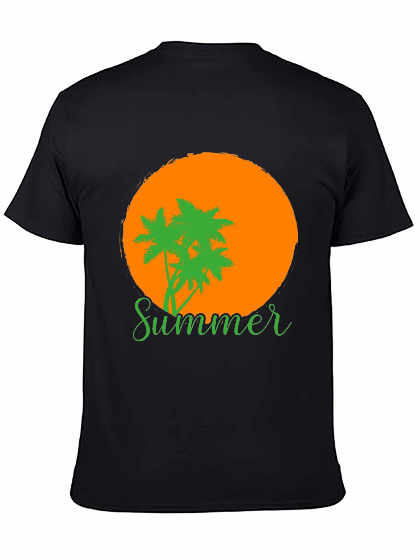 Black Summer Vibes T-Shirt: Palm Trees & Sunset Graphic Tee view 4