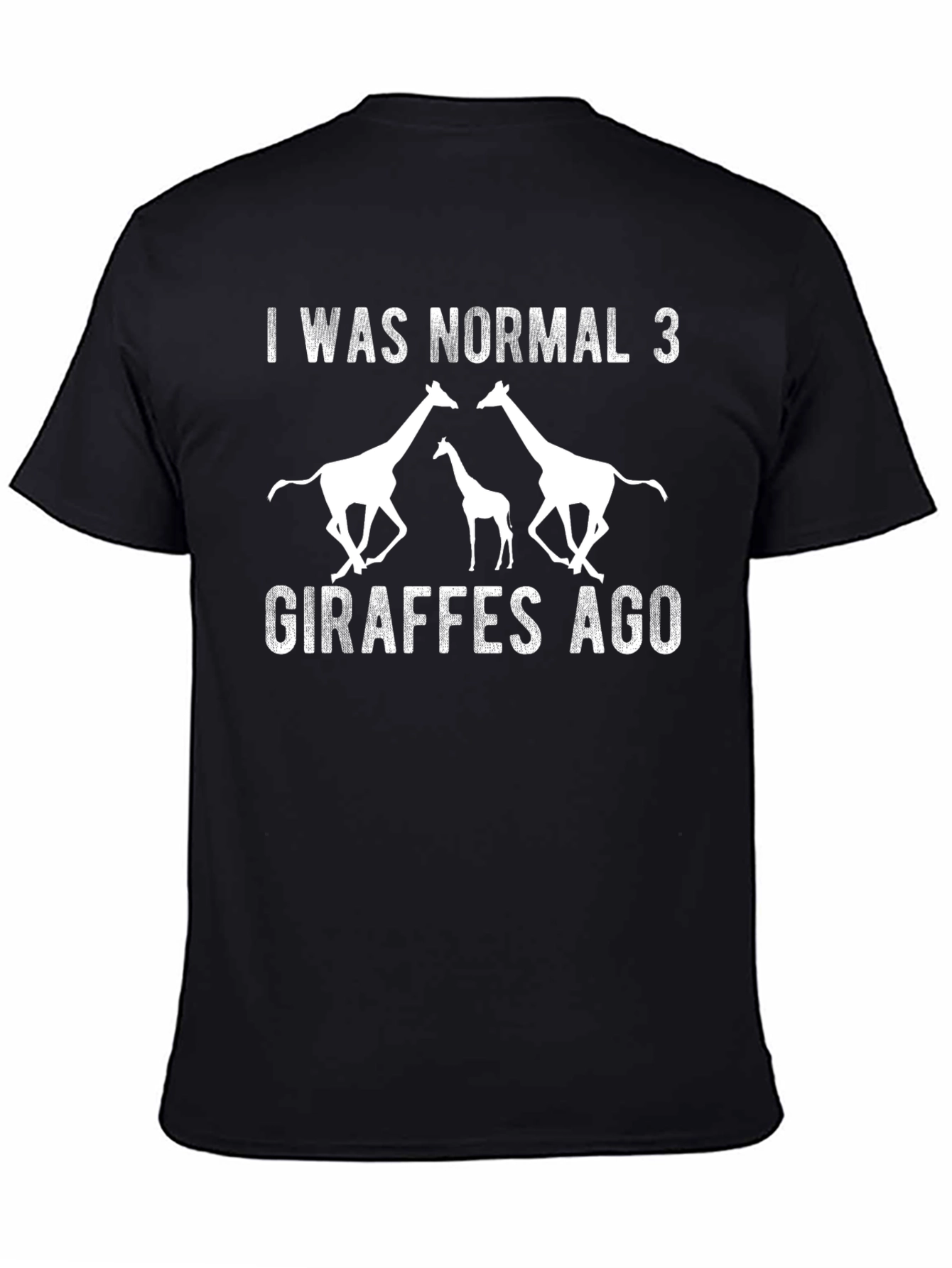 Black Funny Giraffe Graphic Tee - I Was Normal 3 Giraffes Ago view 4