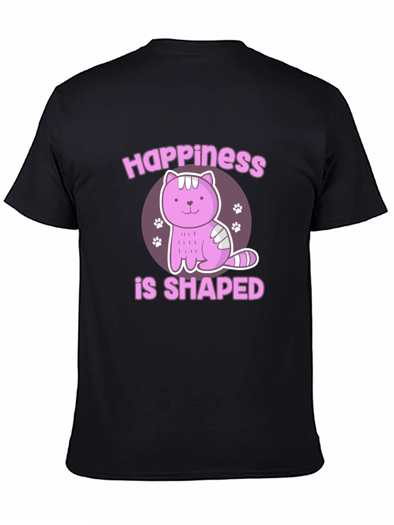 Black Happiness Shaped Cat Graphic T-Shirt view 4
