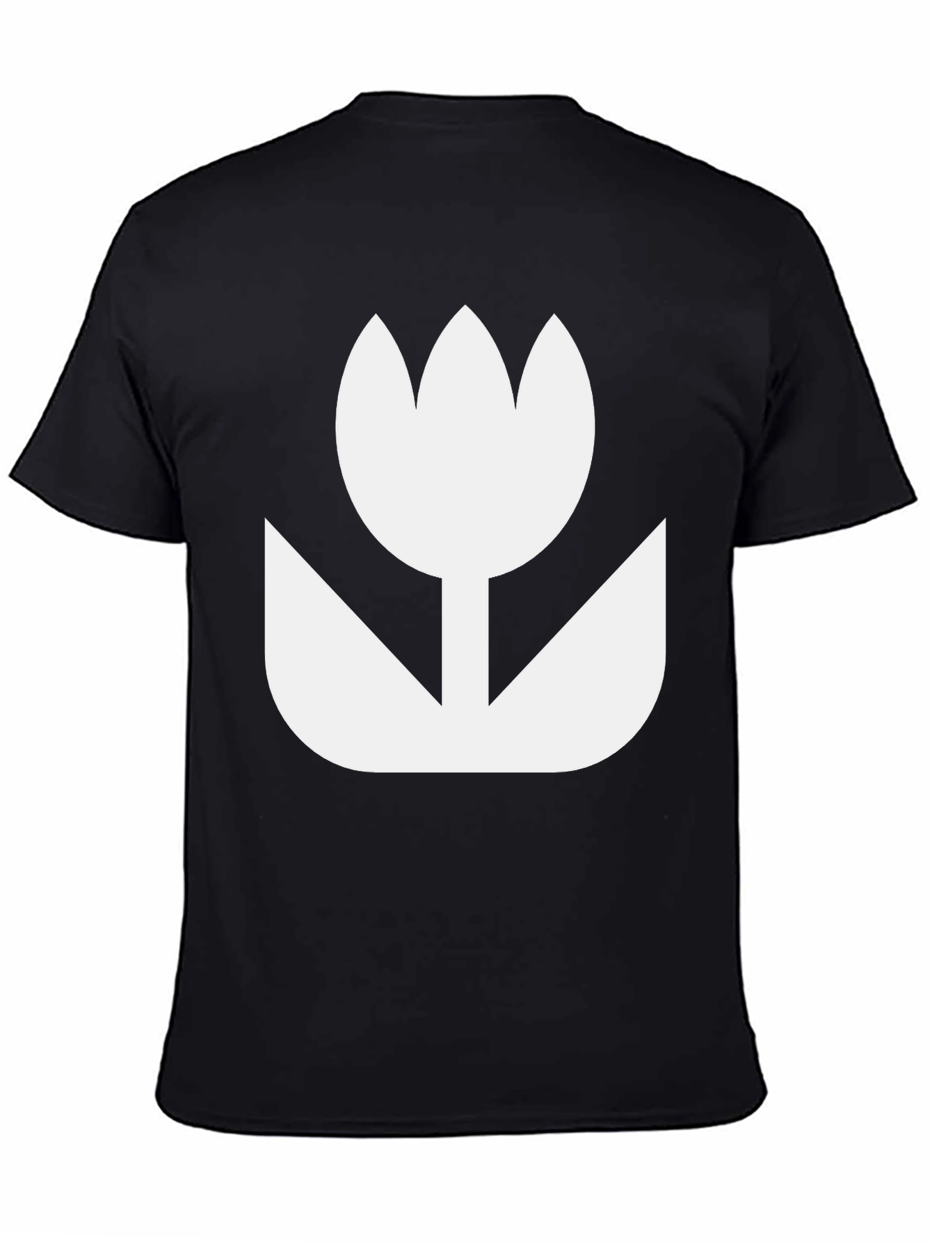Black Minimalist Flower Graphic Tee - Black Cotton Casual Shirt view 4