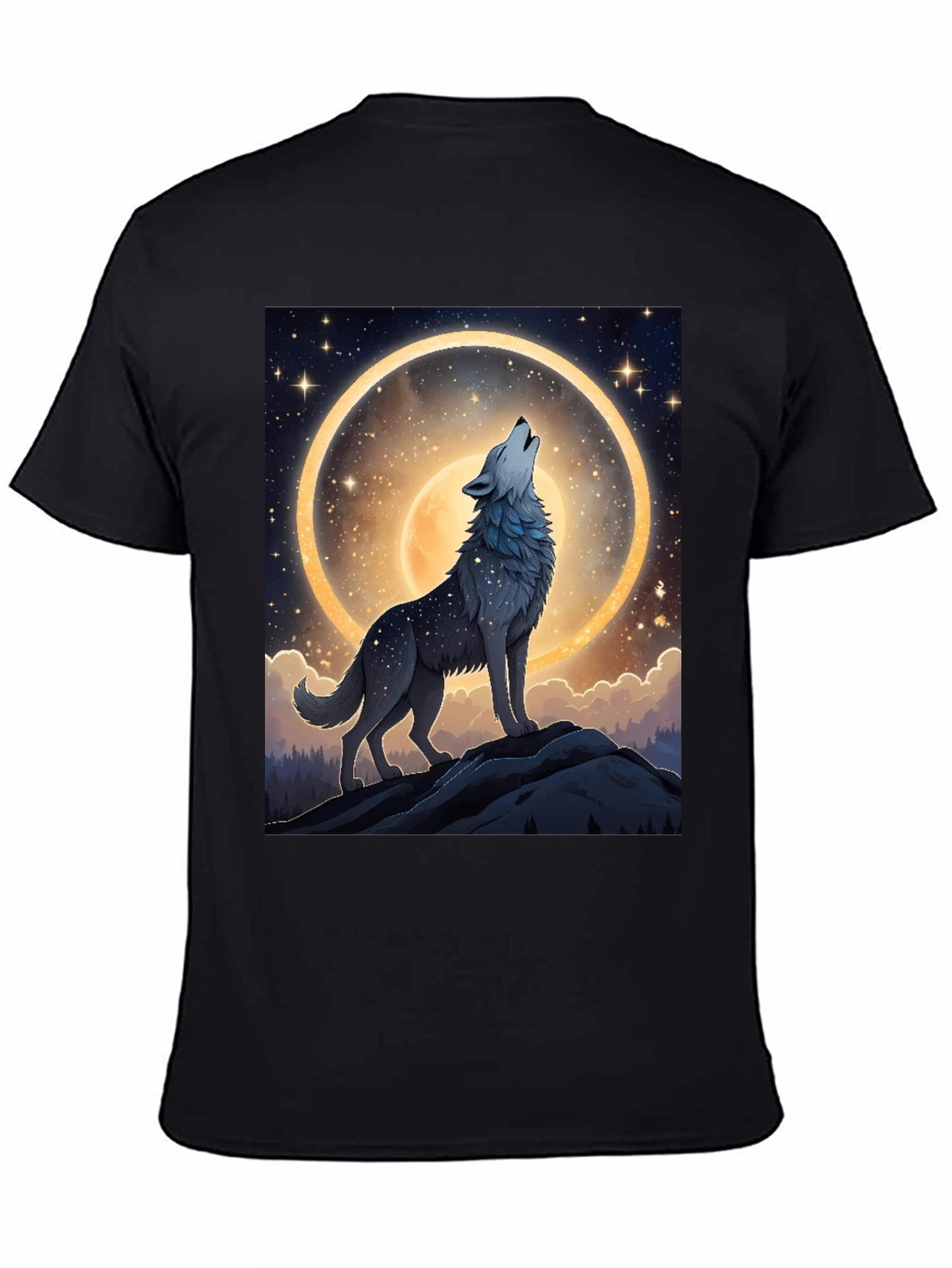 Wolf Howling at Moon T-Shirt - 4