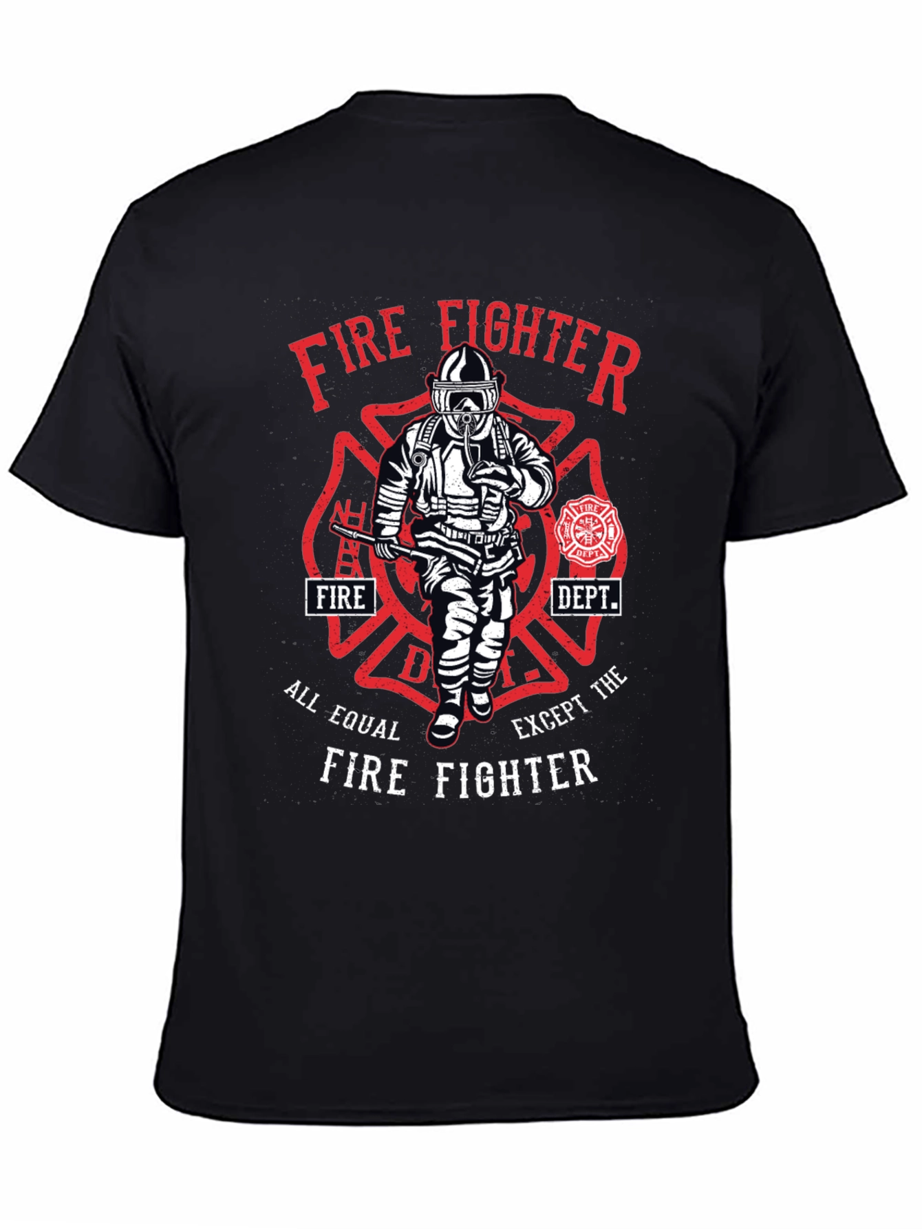 Black Firefighter Graphic T-Shirt - All Equal Except view 4