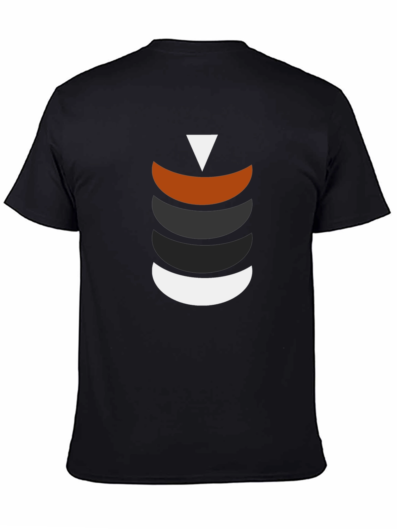 Black Modern Geometric Crescent Stack T-Shirt view 4