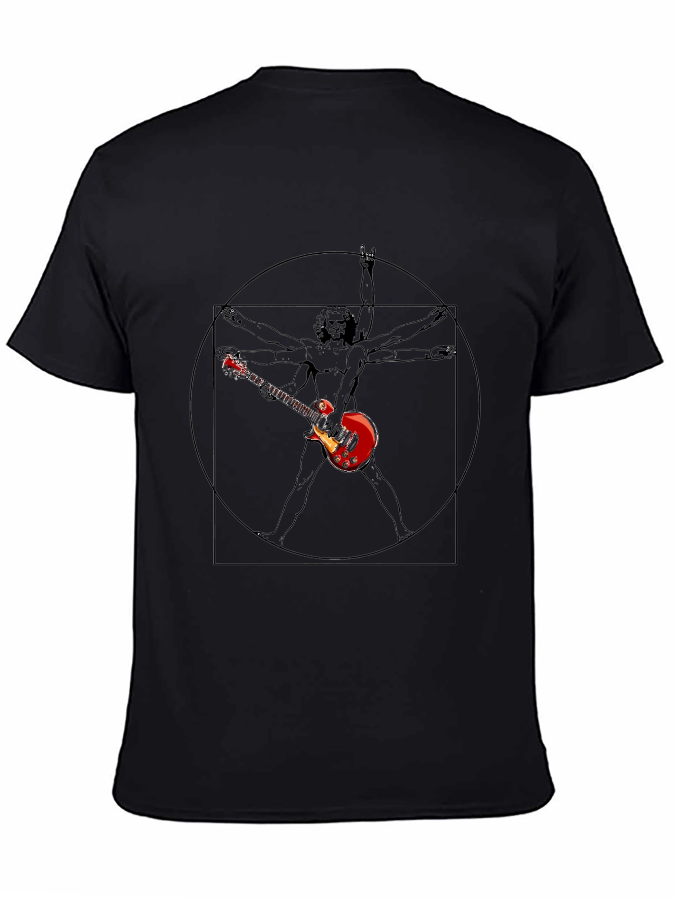 Black Rock Star Vitruvian Man Graphic T-Shirt view 4