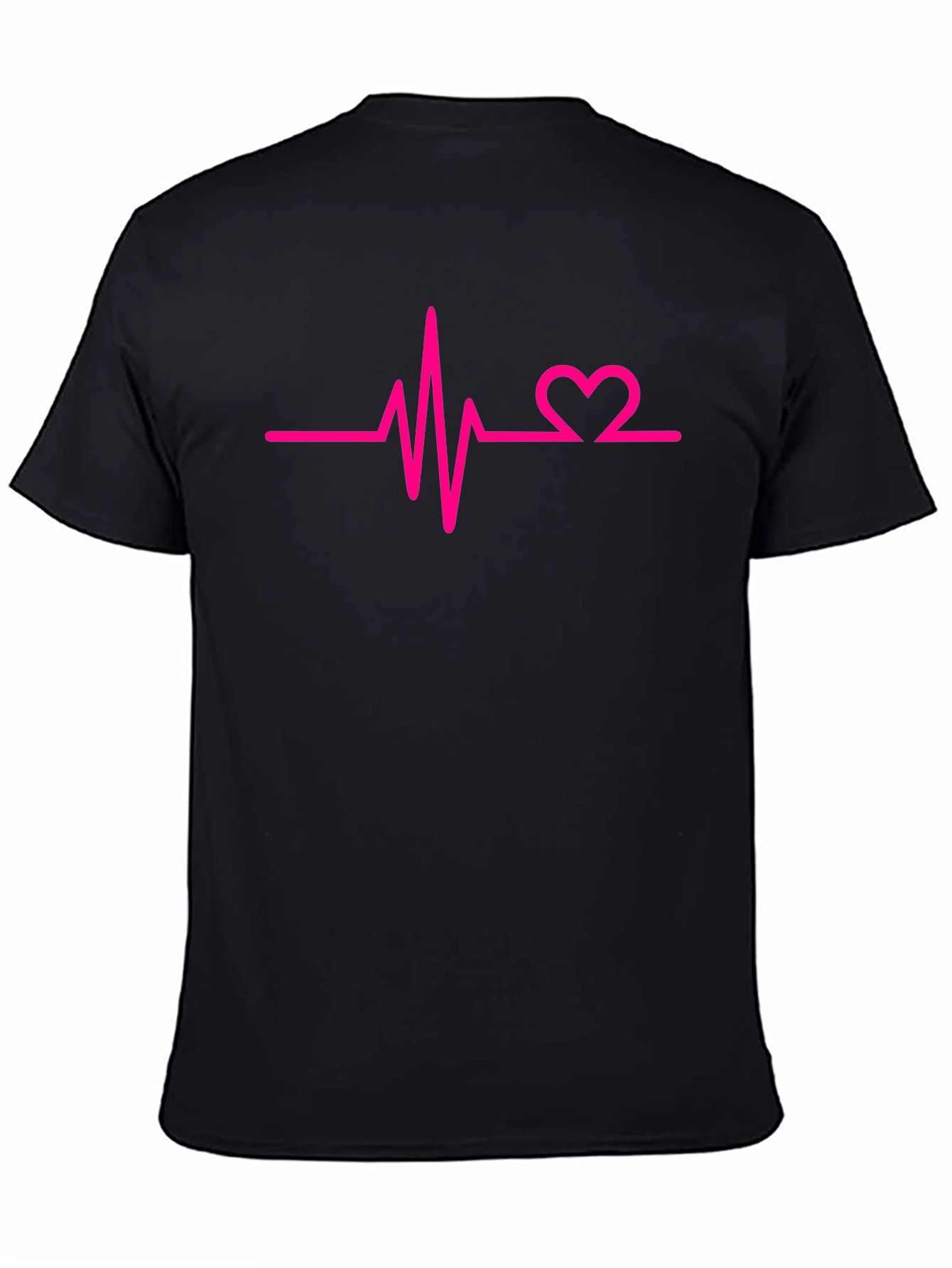 Black Heartbeat Graphic Tee - Black Cotton Casual view 4