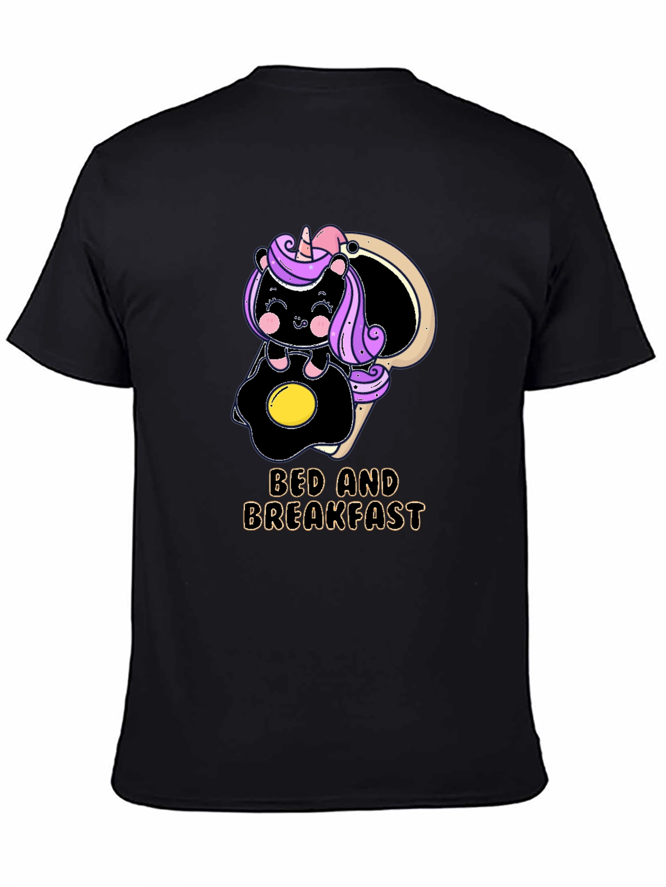 Black Bed and Breakfast Unicorn T-Shirt view 4