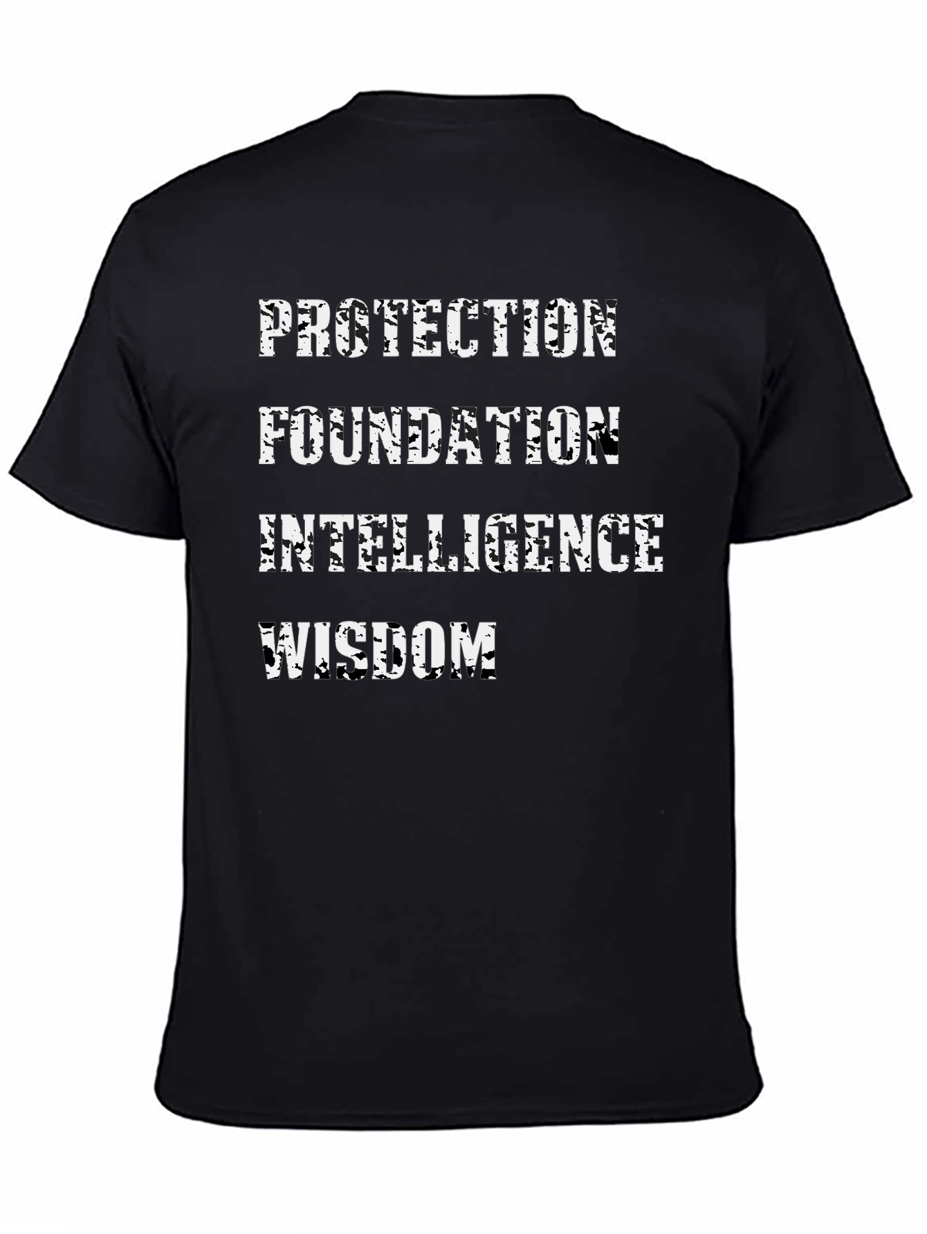 Black Protection, Foundation, Intelligence, Wisdom Men's Black T-Shirt view 4
