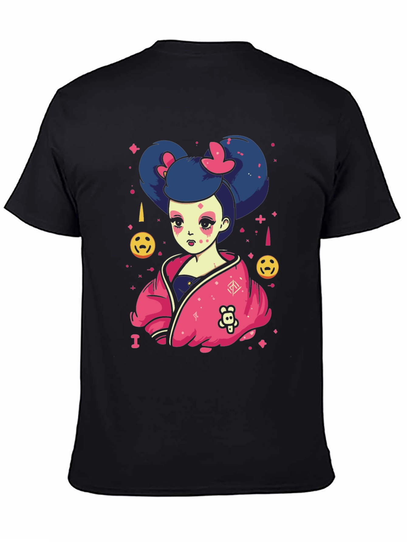 Black Anime Girl Graphic Black T-Shirt view 4